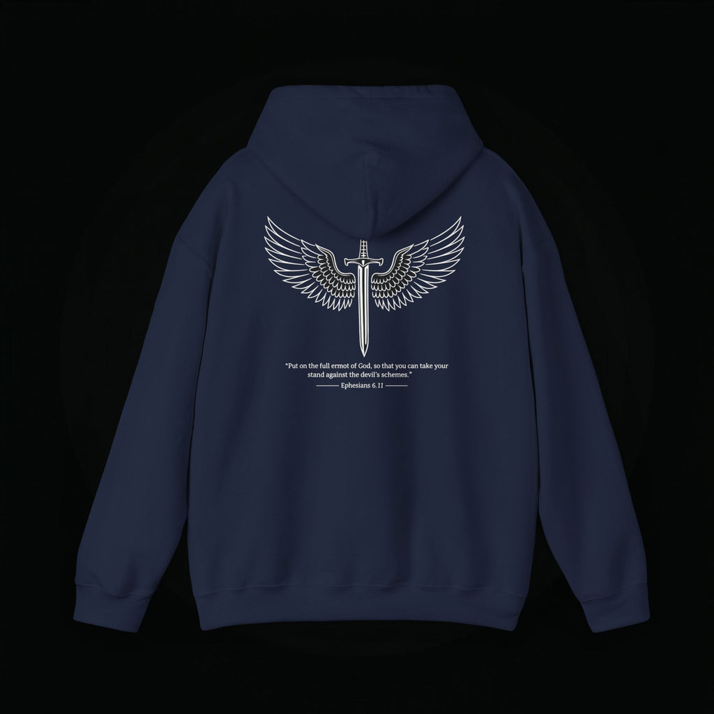 Winged Cross Hoodie — Inspirational Christian Cross Hoodie with Angel Wings & Scripture Quote