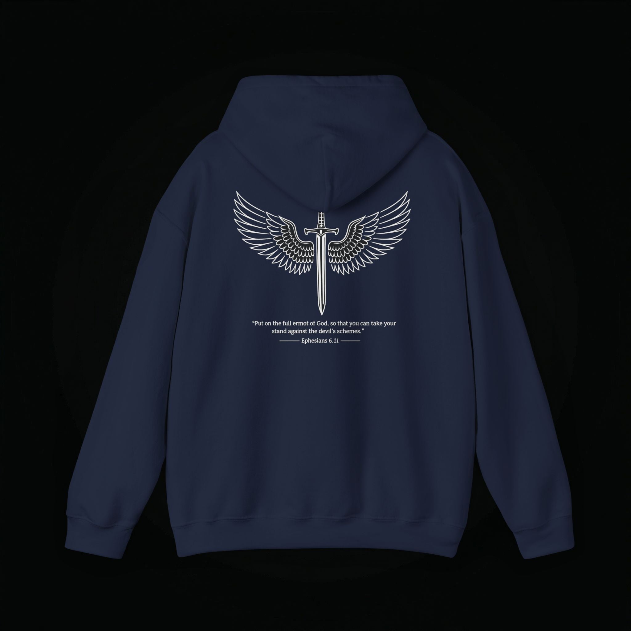 Winged Cross Hoodie — Inspirational Christian Cross Hoodie with Angel Wings & Scripture Quote