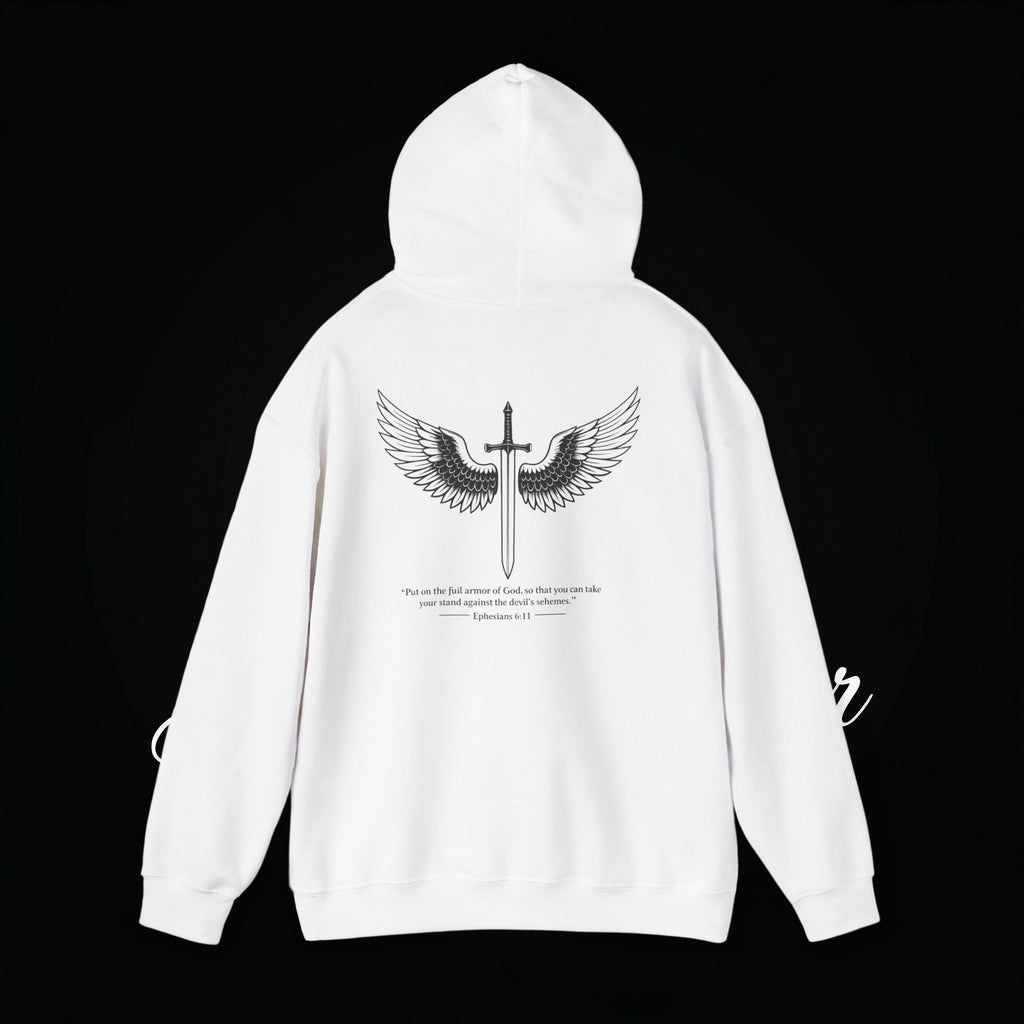 Winged Cross Hoodie — Inspirational Christian Cross Hoodie with Angel Wings & Scripture Quote