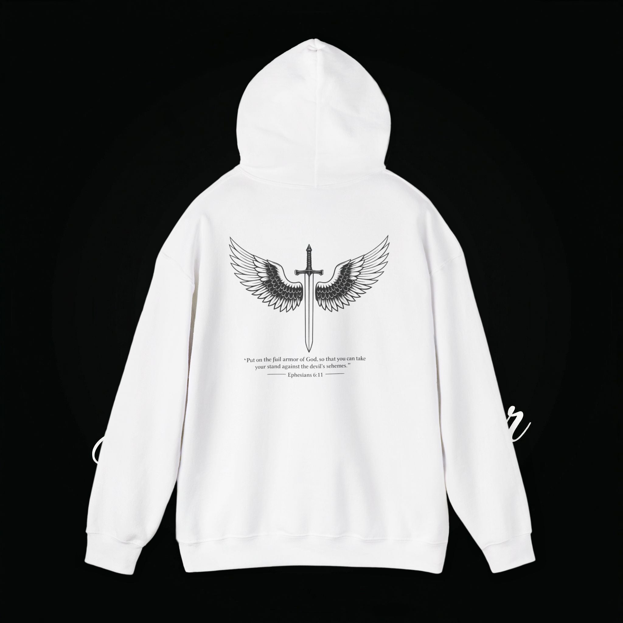 Winged Cross Hoodie — Inspirational Christian Cross Hoodie with Angel Wings & Scripture Quote