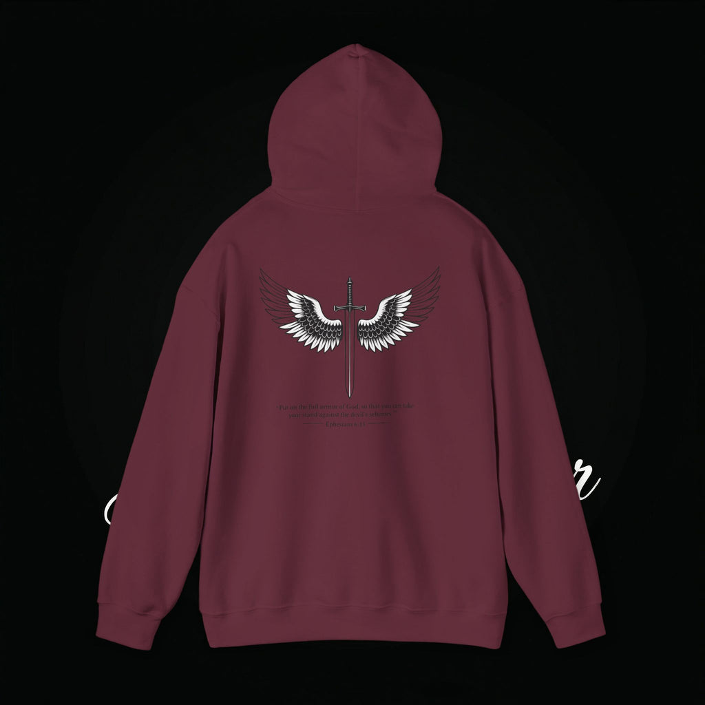 Winged Cross Hoodie — Inspirational Christian Cross Hoodie with Angel Wings & Scripture Quote
