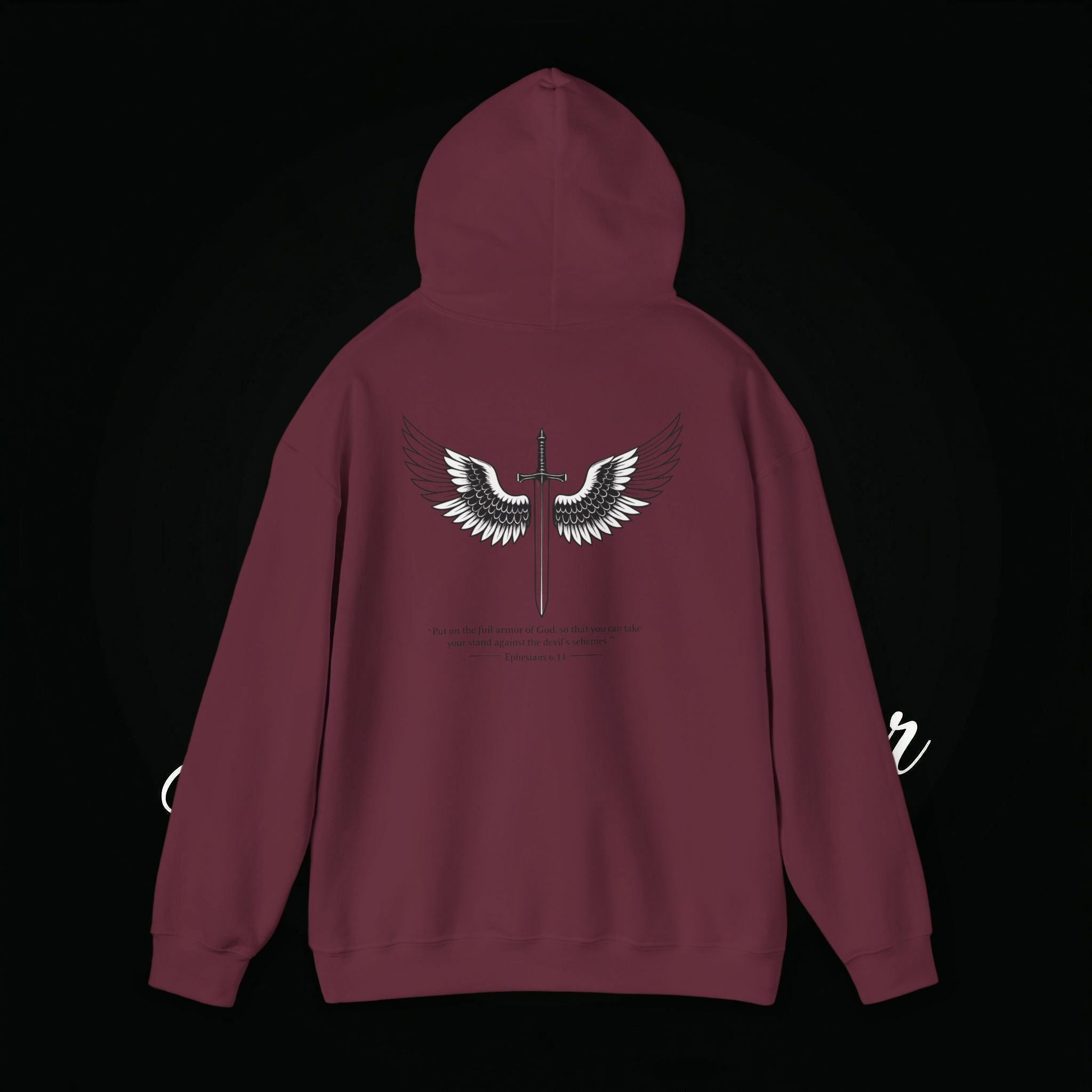Winged Cross Hoodie — Inspirational Christian Cross Hoodie with Angel Wings & Scripture Quote