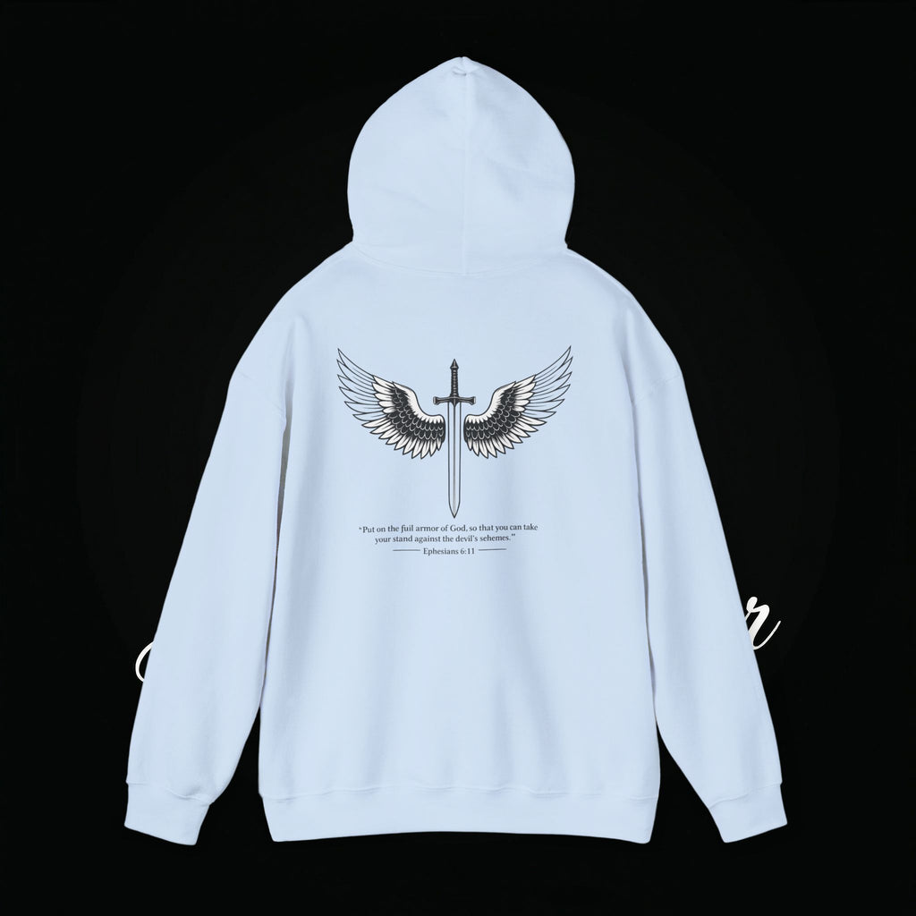 Winged Cross Hoodie — Inspirational Christian Cross Hoodie with Angel Wings & Scripture Quote