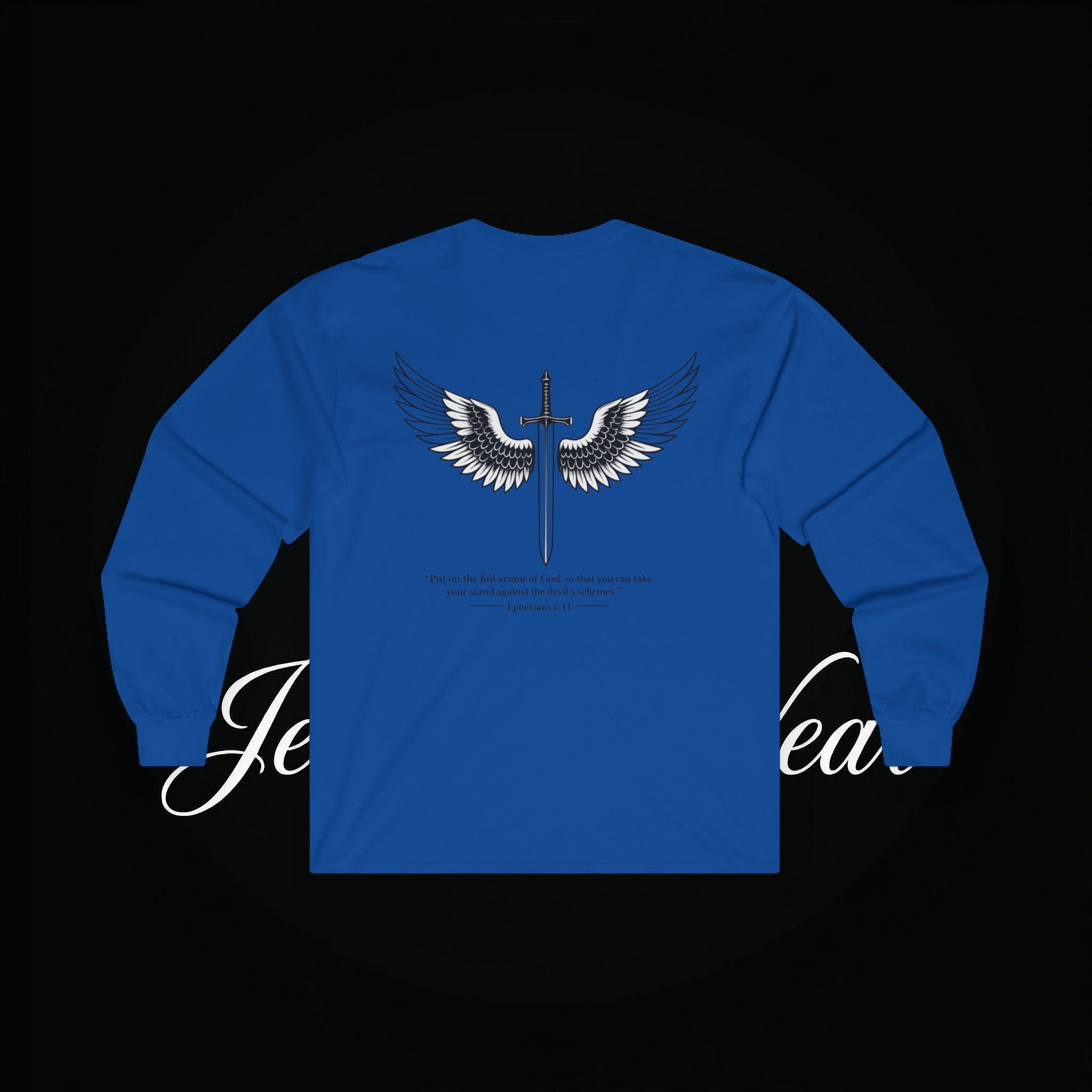 Angel Wings Sword Long Sleeve Tee — "You are the first..." Inspirational Graphic Shirt