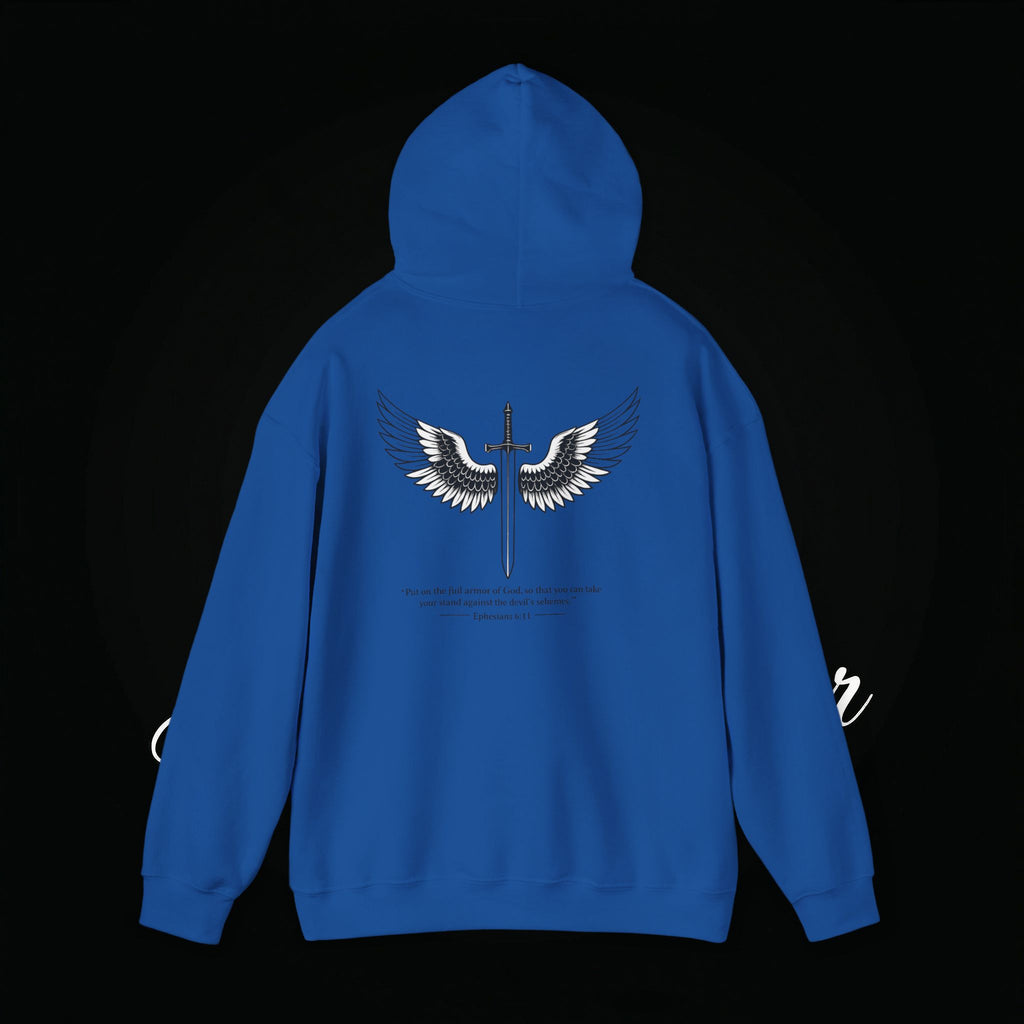 Winged Cross Hoodie — Inspirational Christian Cross Hoodie with Angel Wings & Scripture Quote