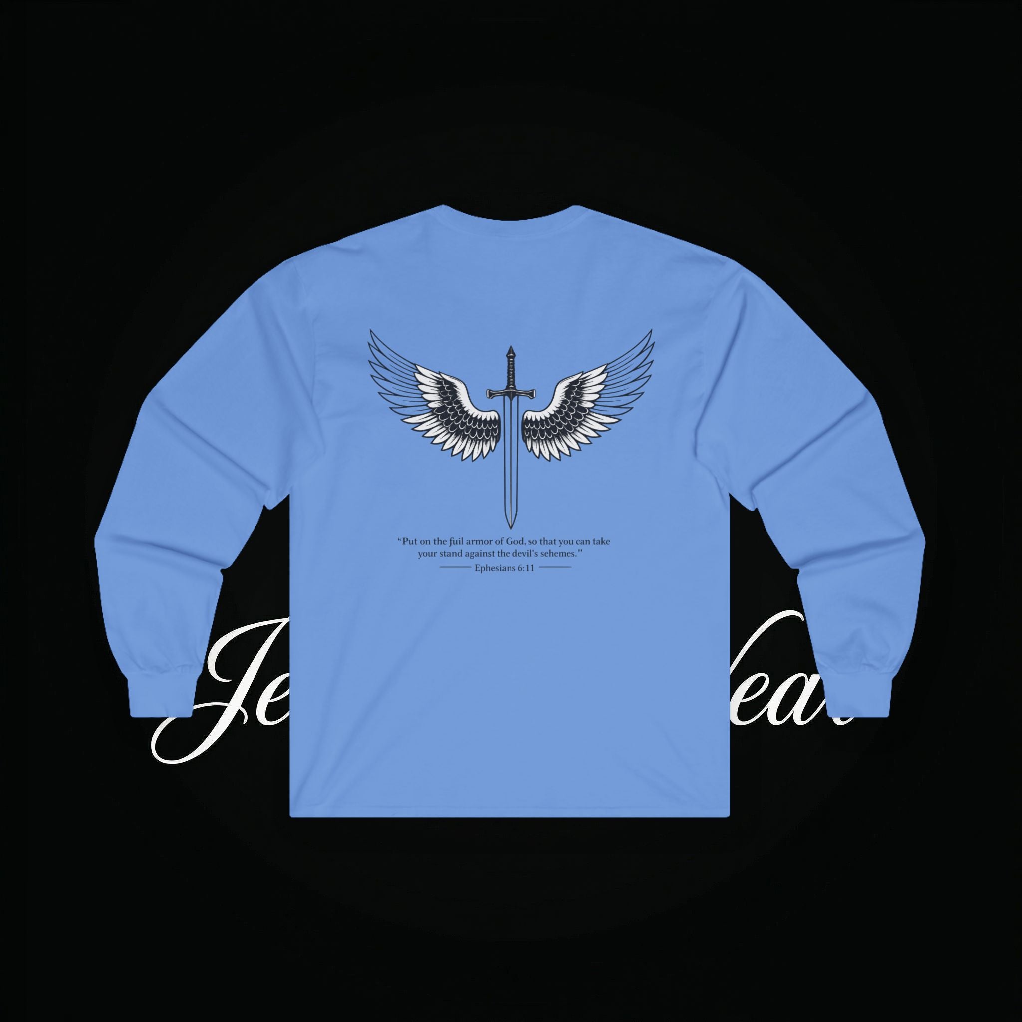 Angel Wings Sword Long Sleeve Tee — "You are the first..." Inspirational Graphic Shirt