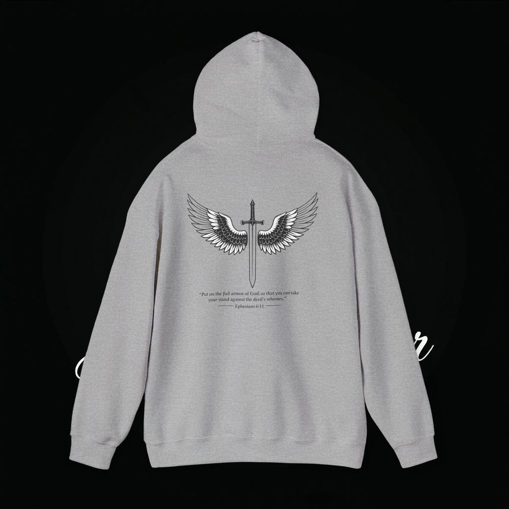 Winged Cross Hoodie — Inspirational Christian Cross Hoodie with Angel Wings & Scripture Quote