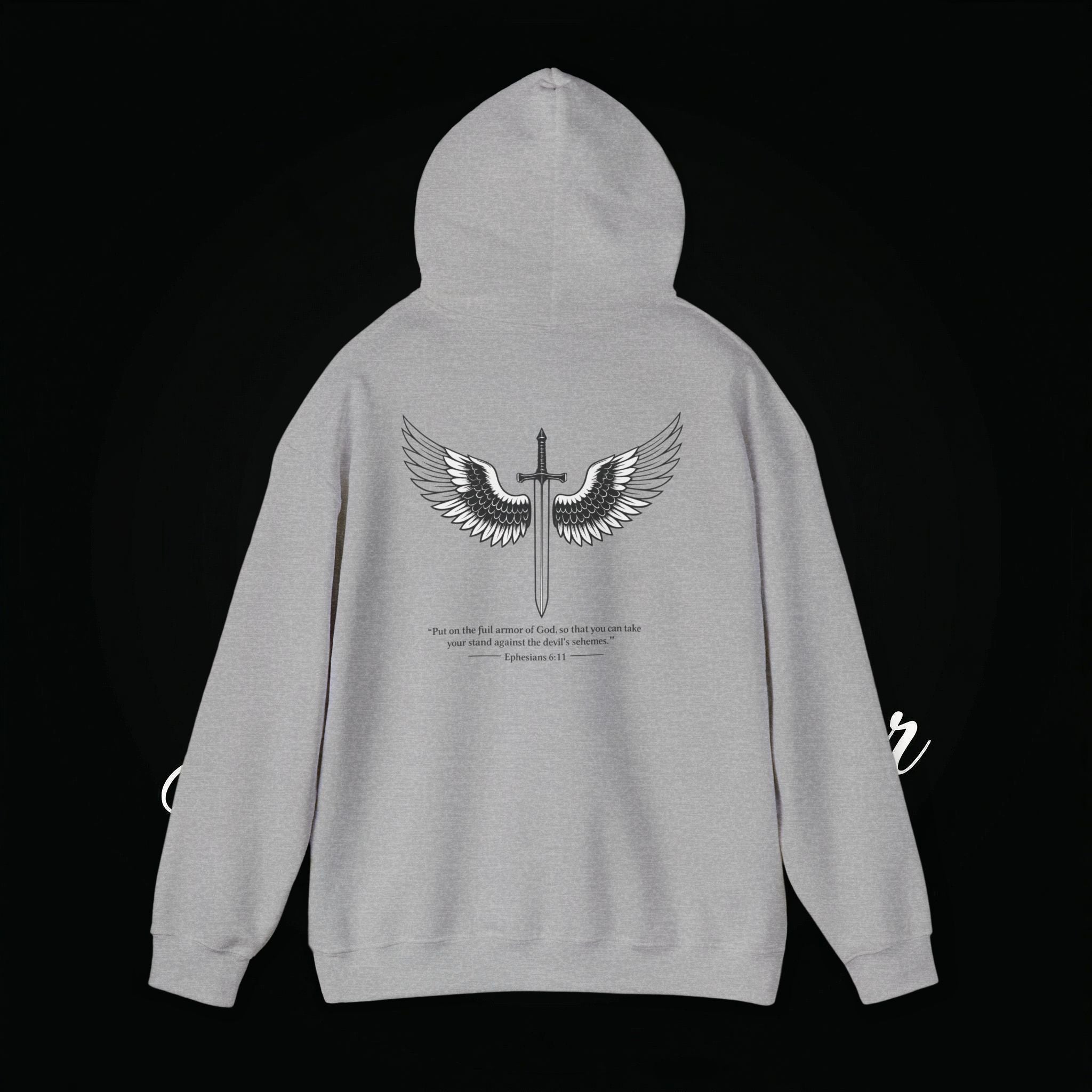 Winged Cross Hoodie — Inspirational Christian Cross Hoodie with Angel Wings & Scripture Quote