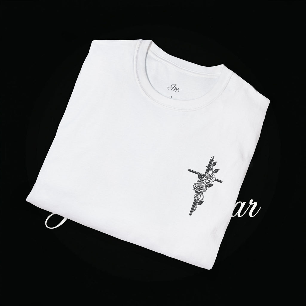 Christian Cross Sword T-Shirt — Winged Sword & Scripture Graphic