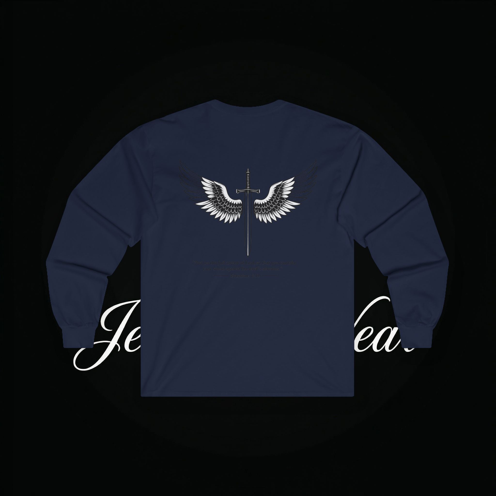 Angel Wings Sword Long Sleeve Tee — "You are the first..." Inspirational Graphic Shirt