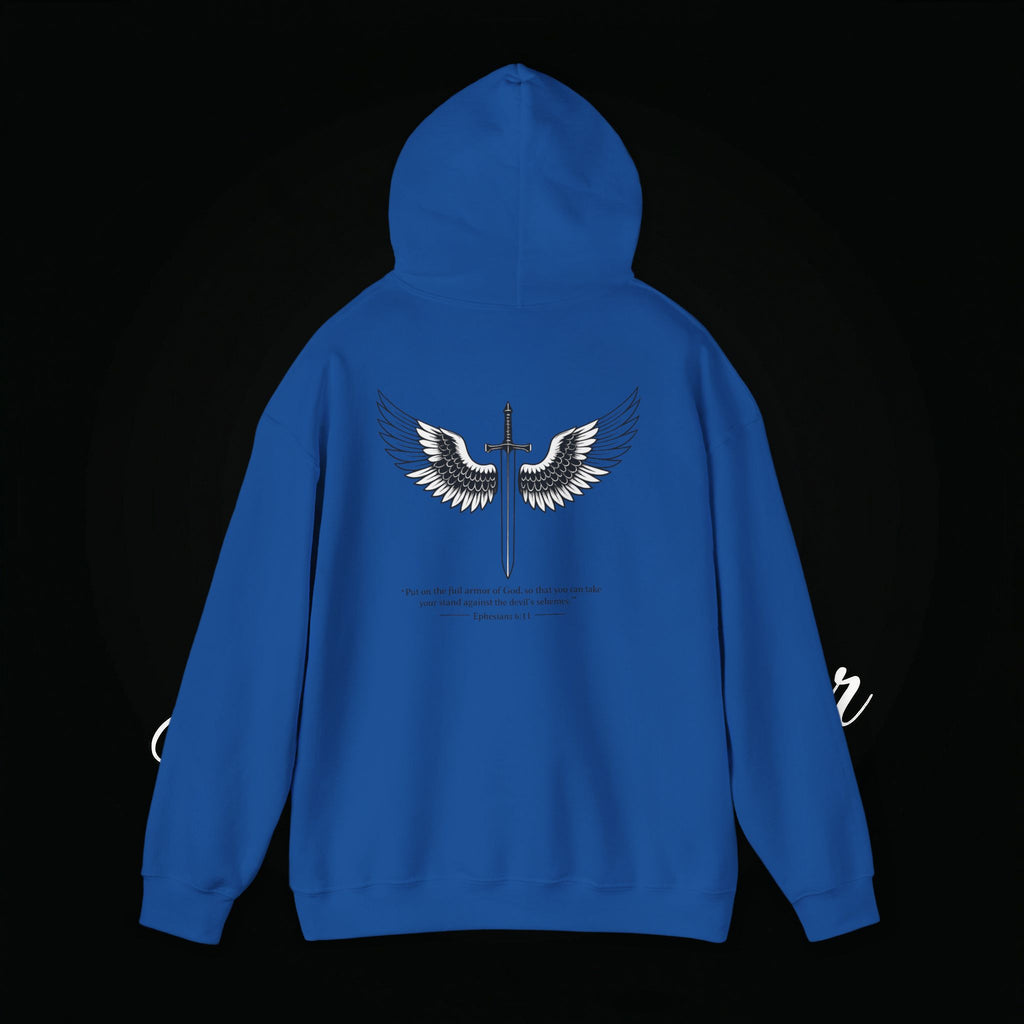 Winged Cross Hoodie — Inspirational Christian Cross Hoodie with Angel Wings & Scripture Quote