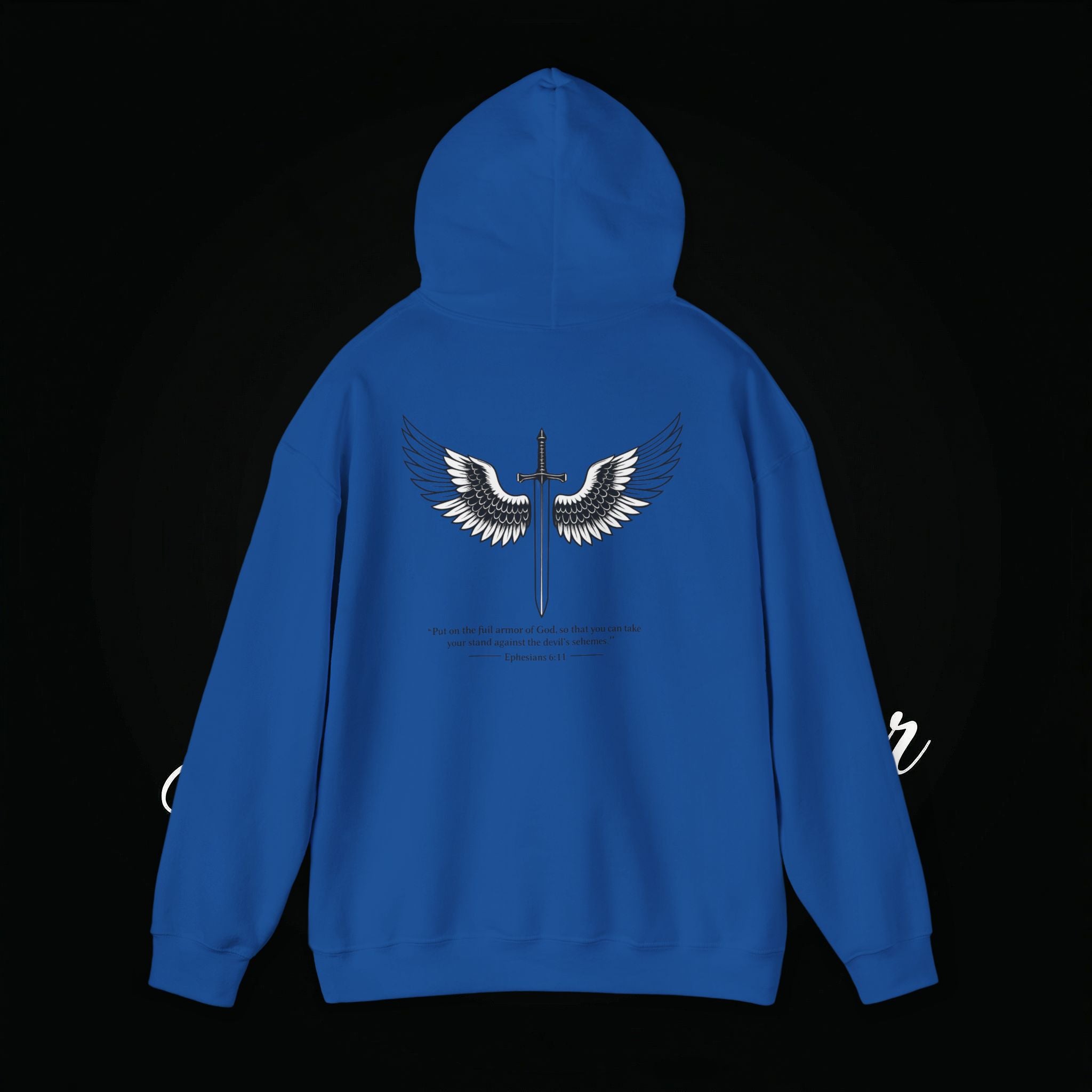 Winged Cross Hoodie — Inspirational Christian Cross Hoodie with Angel Wings & Scripture Quote