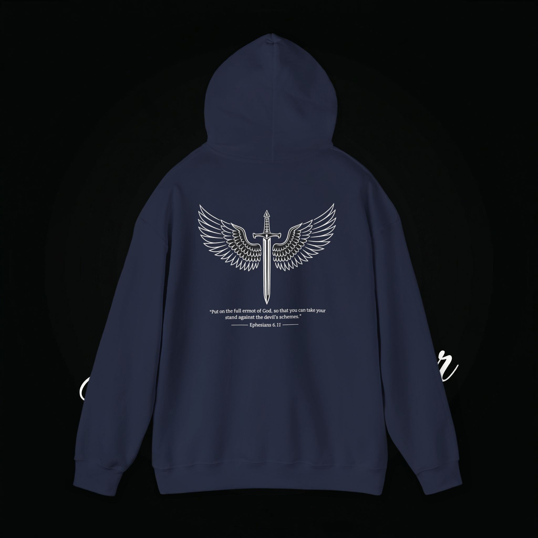 Winged Cross Hoodie — Inspirational Christian Cross Hoodie with Angel Wings & Scripture Quote