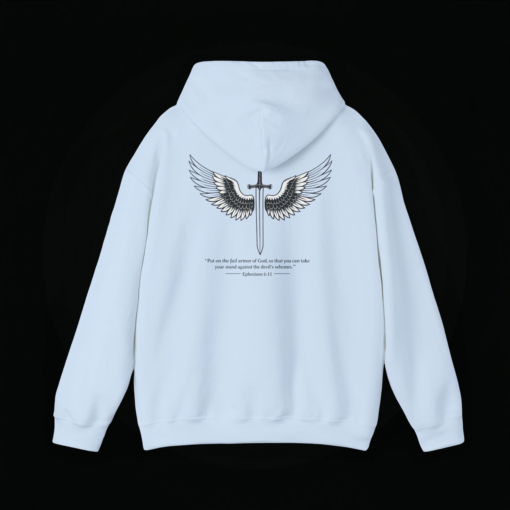 Winged Cross Hoodie — Inspirational Christian Cross Hoodie with Angel Wings & Scripture Quote