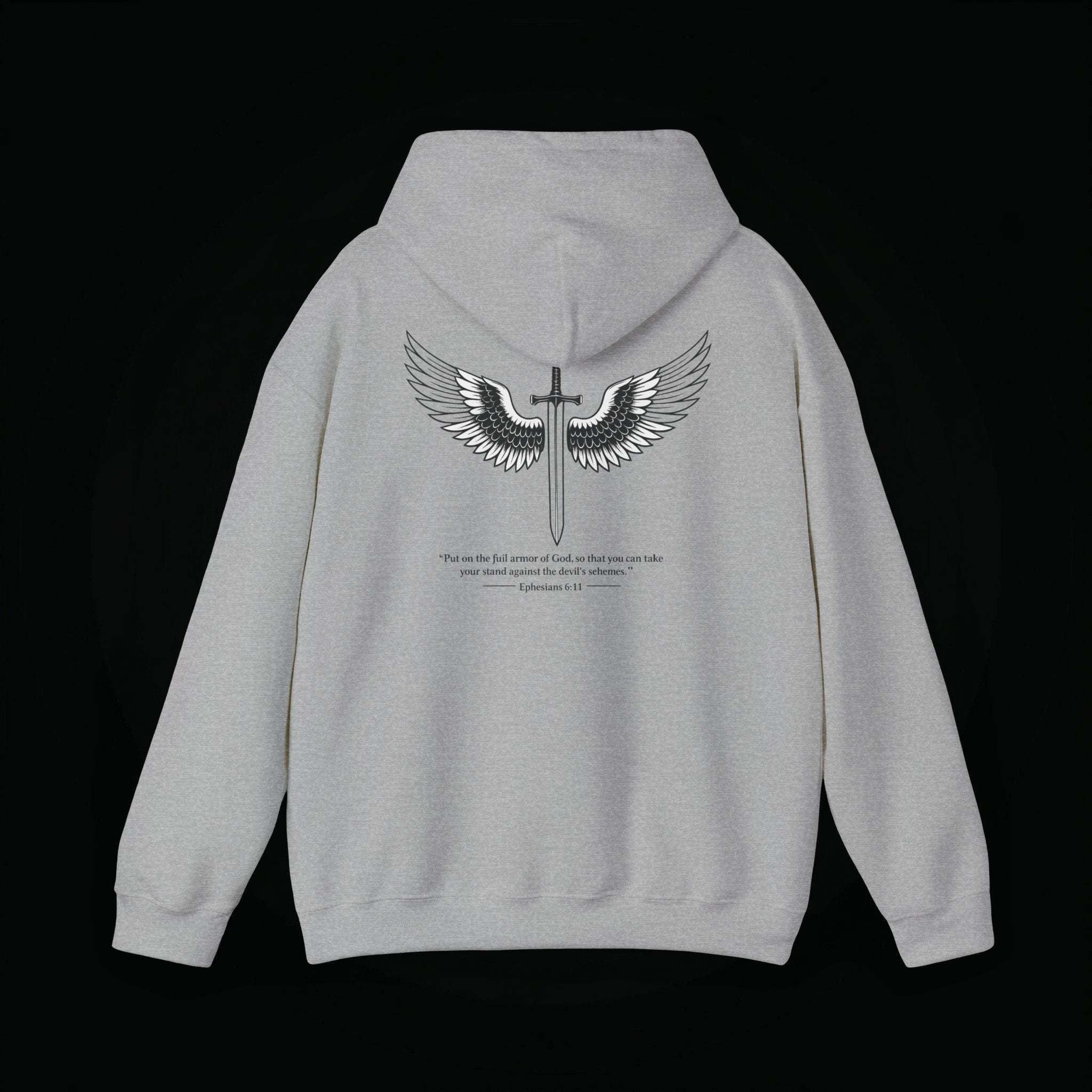 Winged Cross Hoodie — Inspirational Christian Cross Hoodie with Angel Wings & Scripture Quote