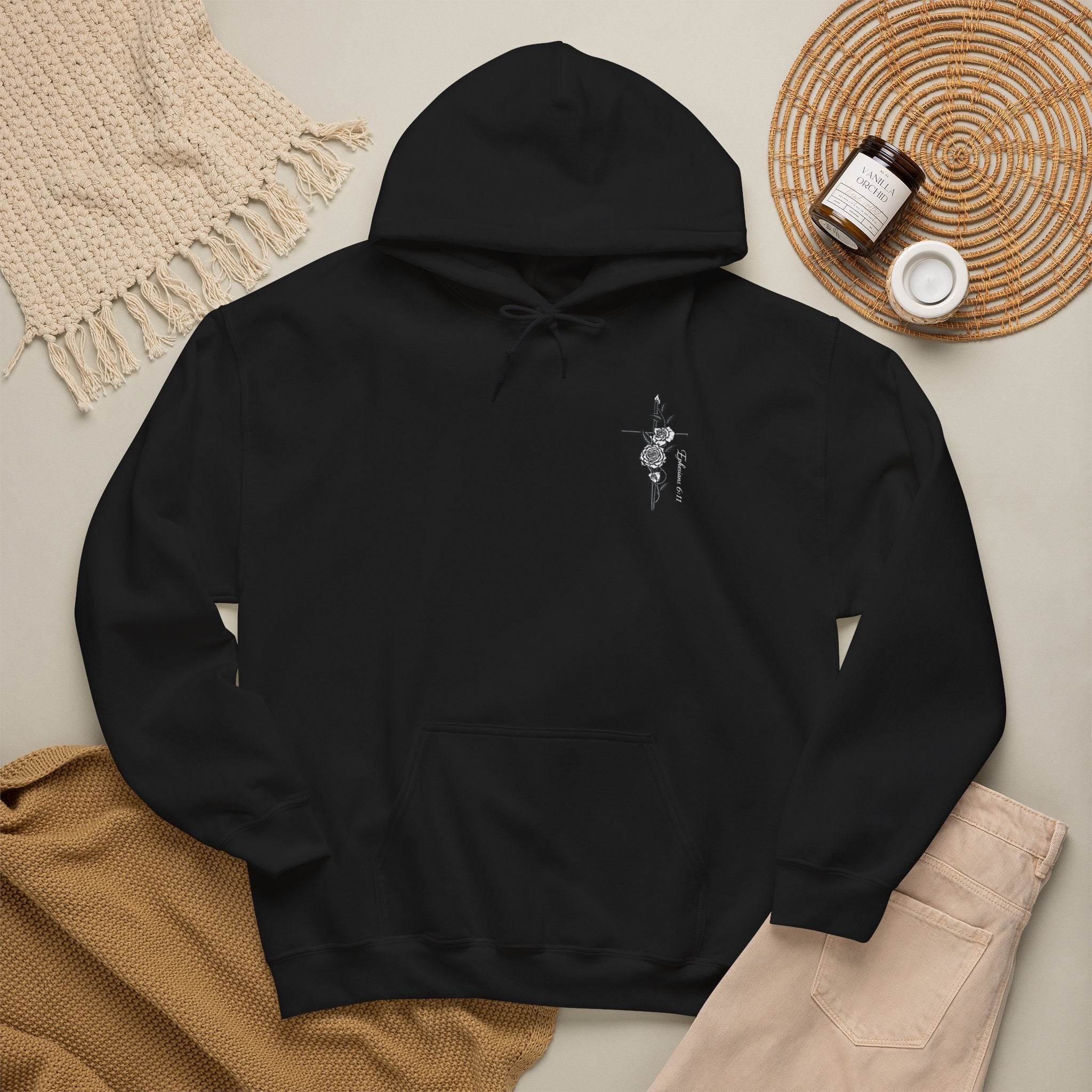 Winged Cross Hoodie — Inspirational Christian Cross Hoodie with Angel Wings & Scripture Quote