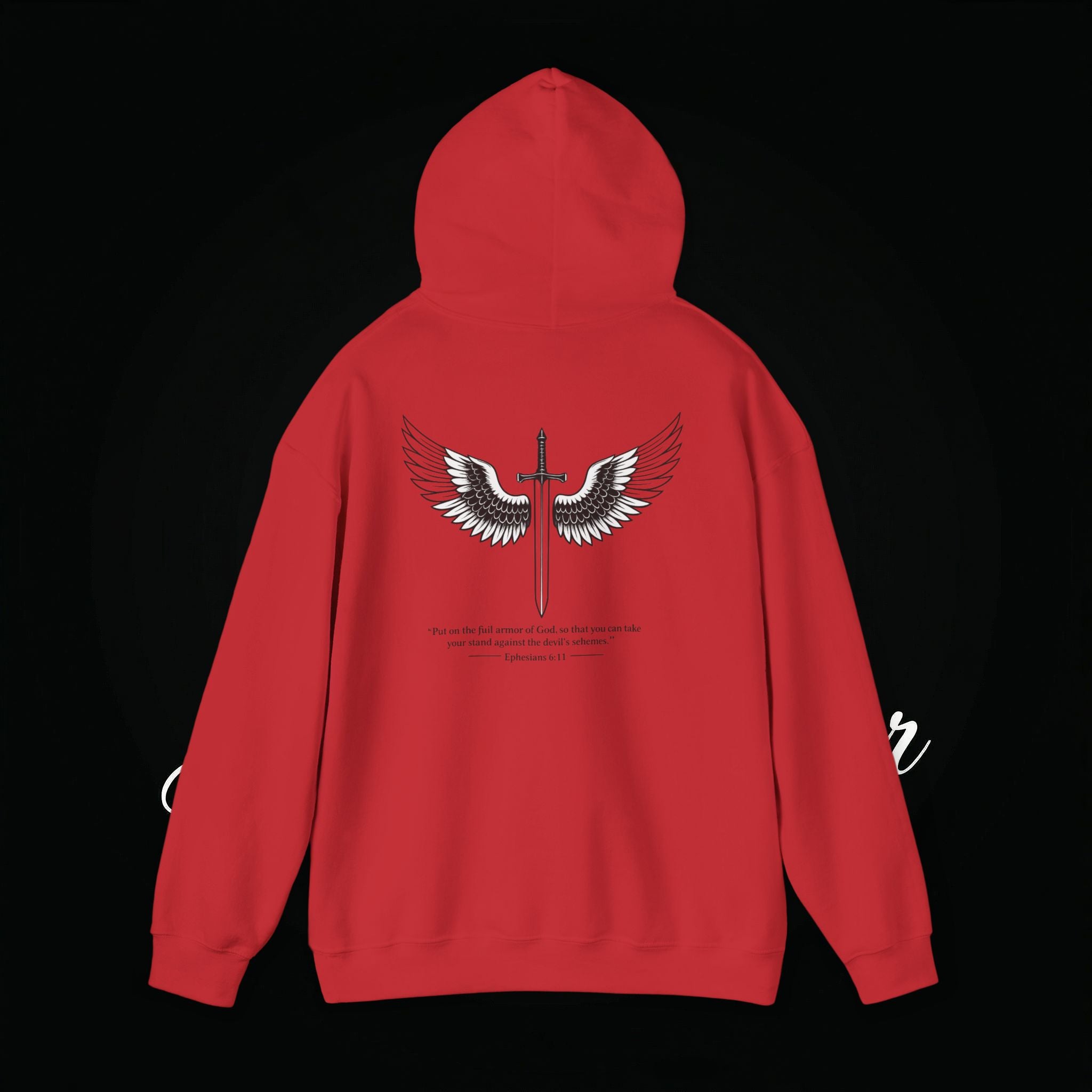 Winged Cross Hoodie — Inspirational Christian Cross Hoodie with Angel Wings & Scripture Quote