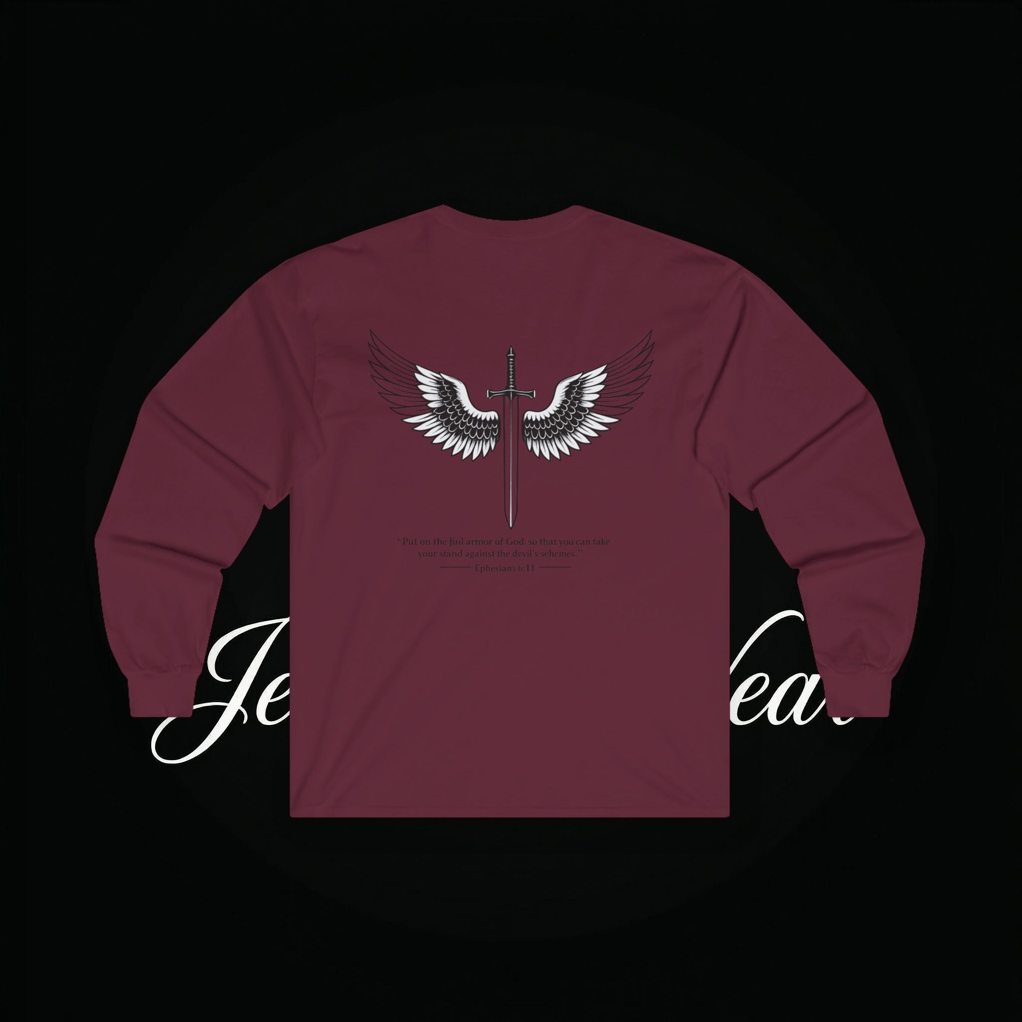 Angel Wings Sword Long Sleeve Tee — "You are the first..." Inspirational Graphic Shirt