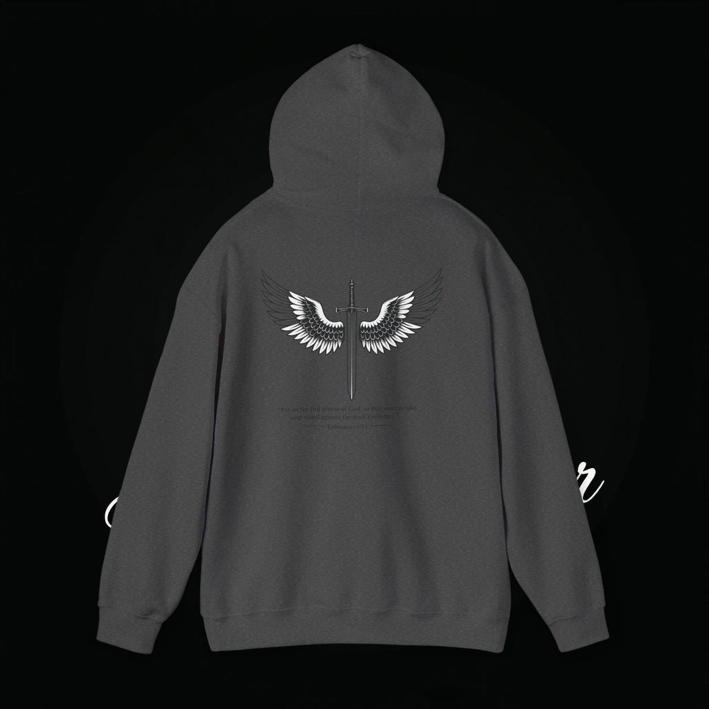 Winged Cross Hoodie — Inspirational Christian Cross Hoodie with Angel Wings & Scripture Quote