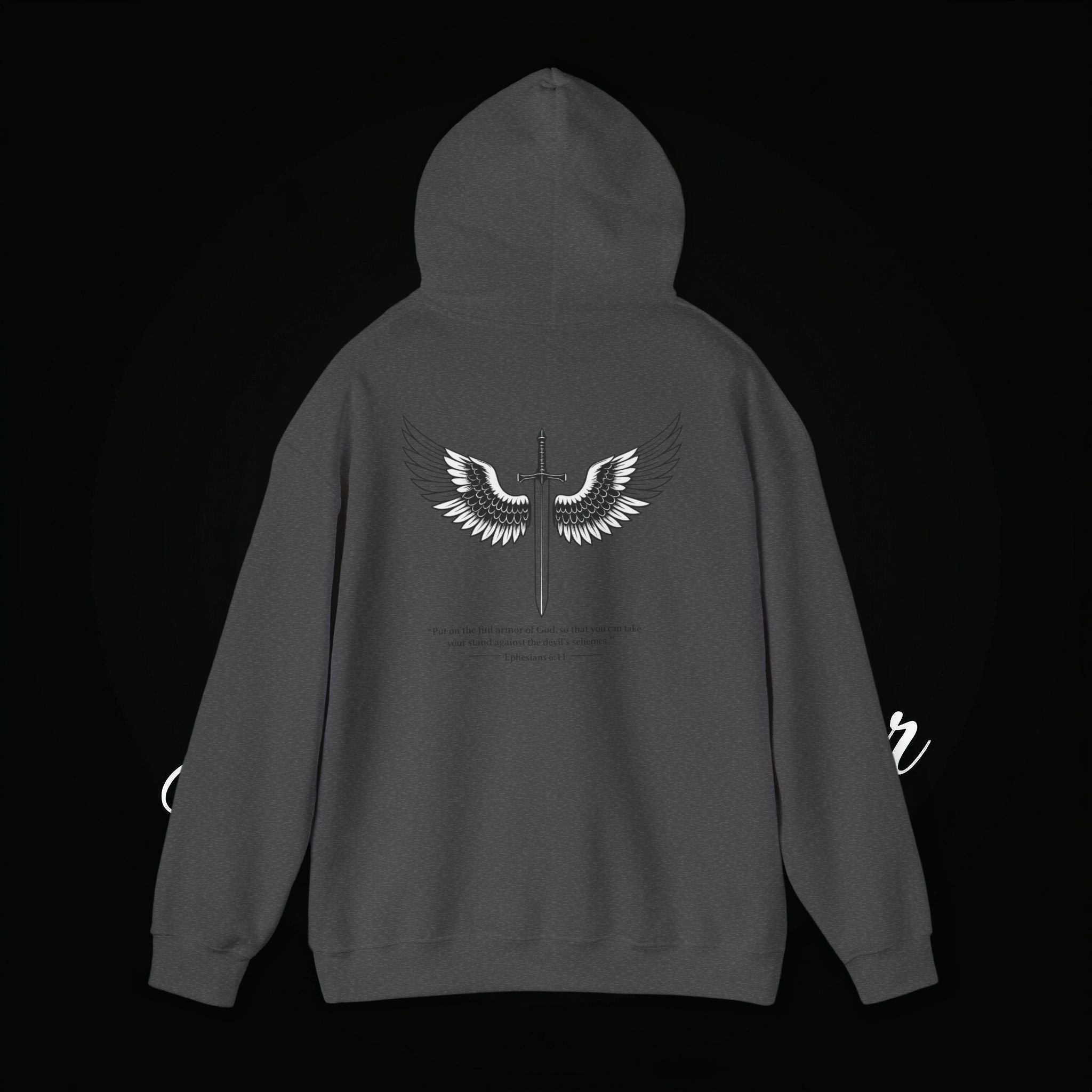Winged Cross Hoodie — Inspirational Christian Cross Hoodie with Angel Wings & Scripture Quote