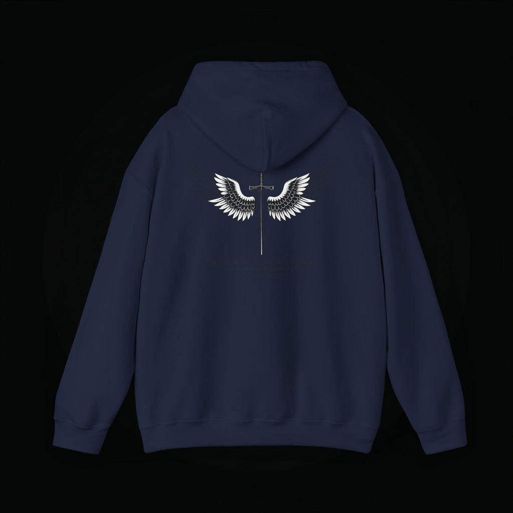 Winged Cross Hoodie — Inspirational Christian Cross Hoodie with Angel Wings & Scripture Quote