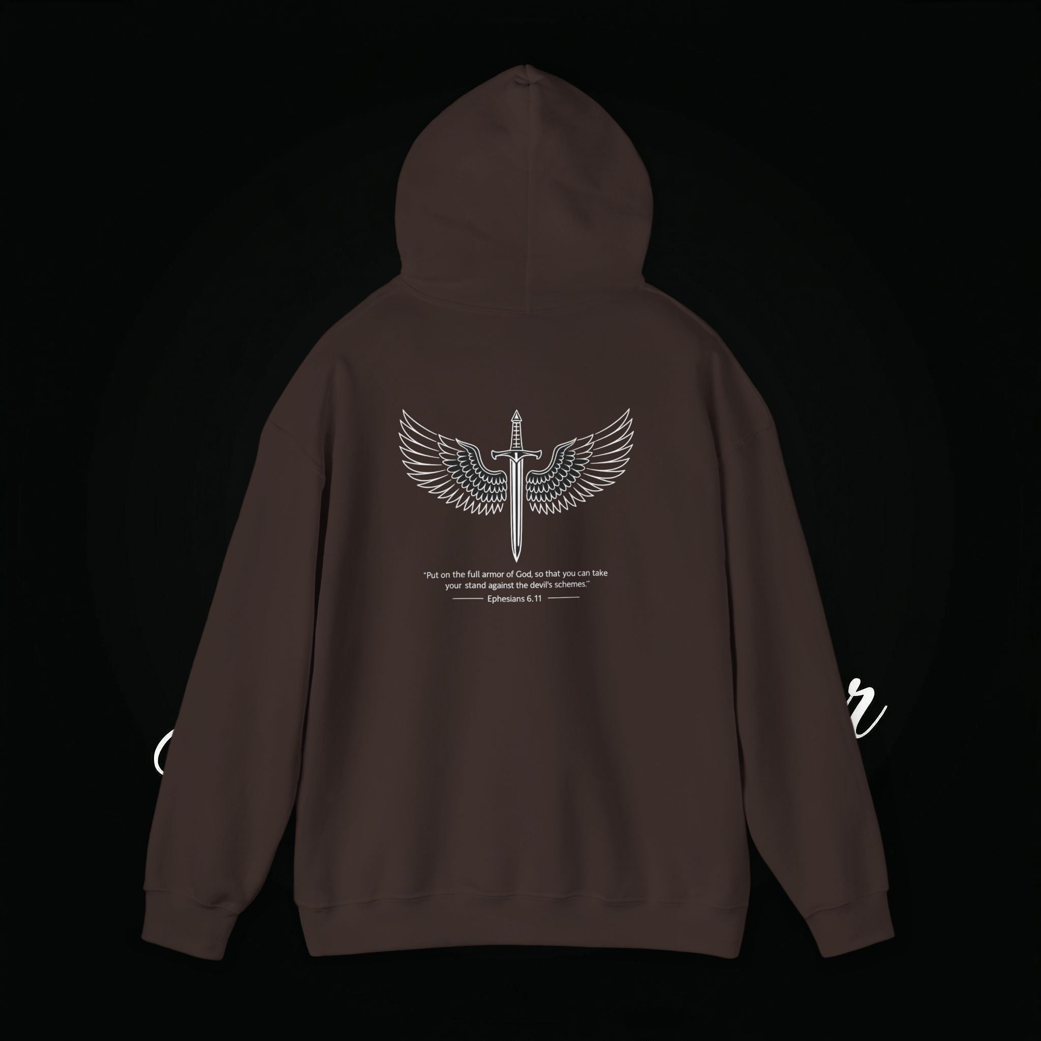 Winged Cross Hoodie — Inspirational Christian Cross Hoodie with Angel Wings & Scripture Quote