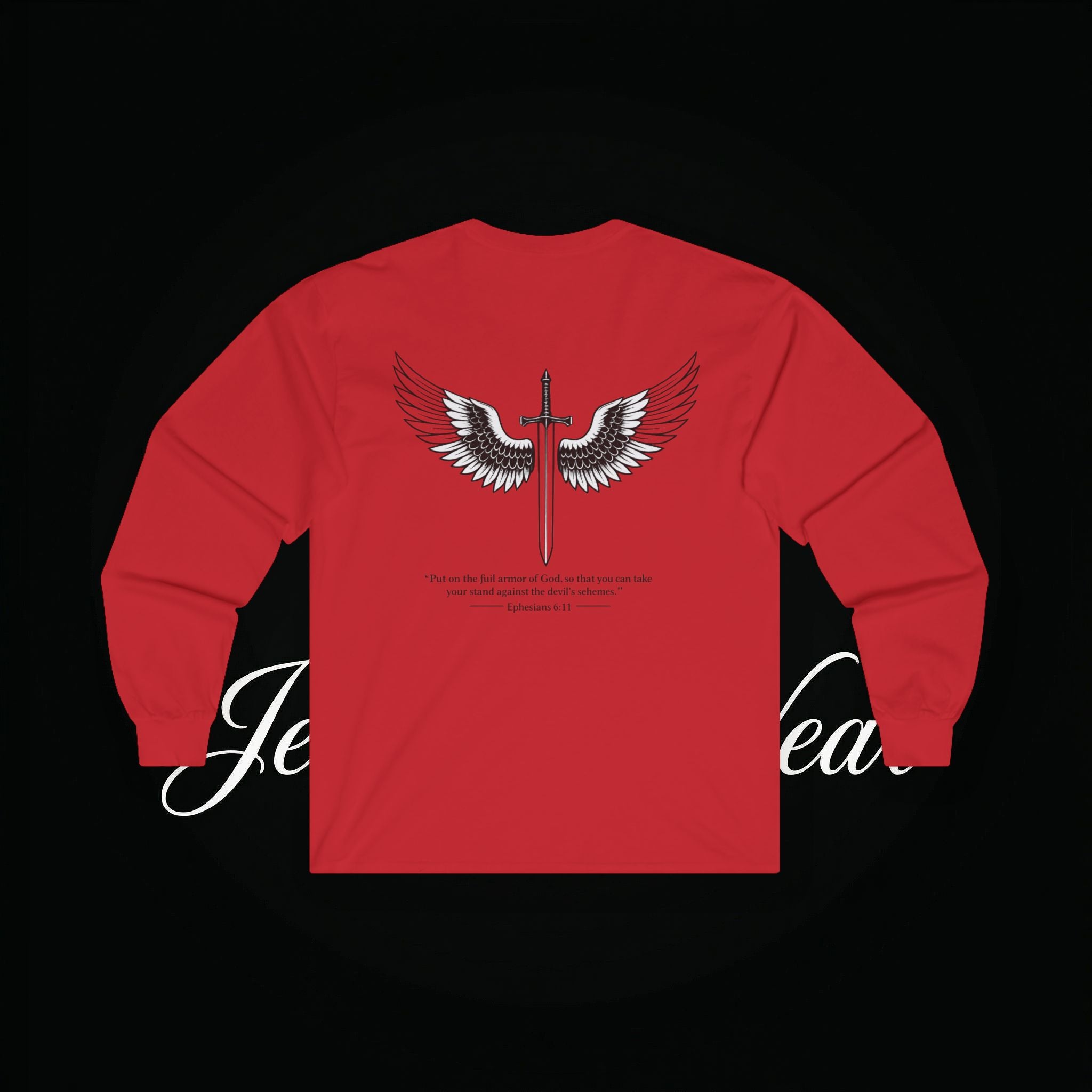 Angel Wings Sword Long Sleeve Tee — "You are the first..." Inspirational Graphic Shirt
