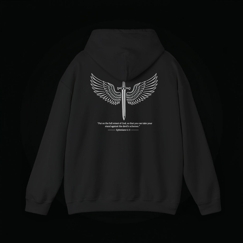 Winged Cross Hoodie — Inspirational Christian Cross Hoodie with Angel Wings & Scripture Quote