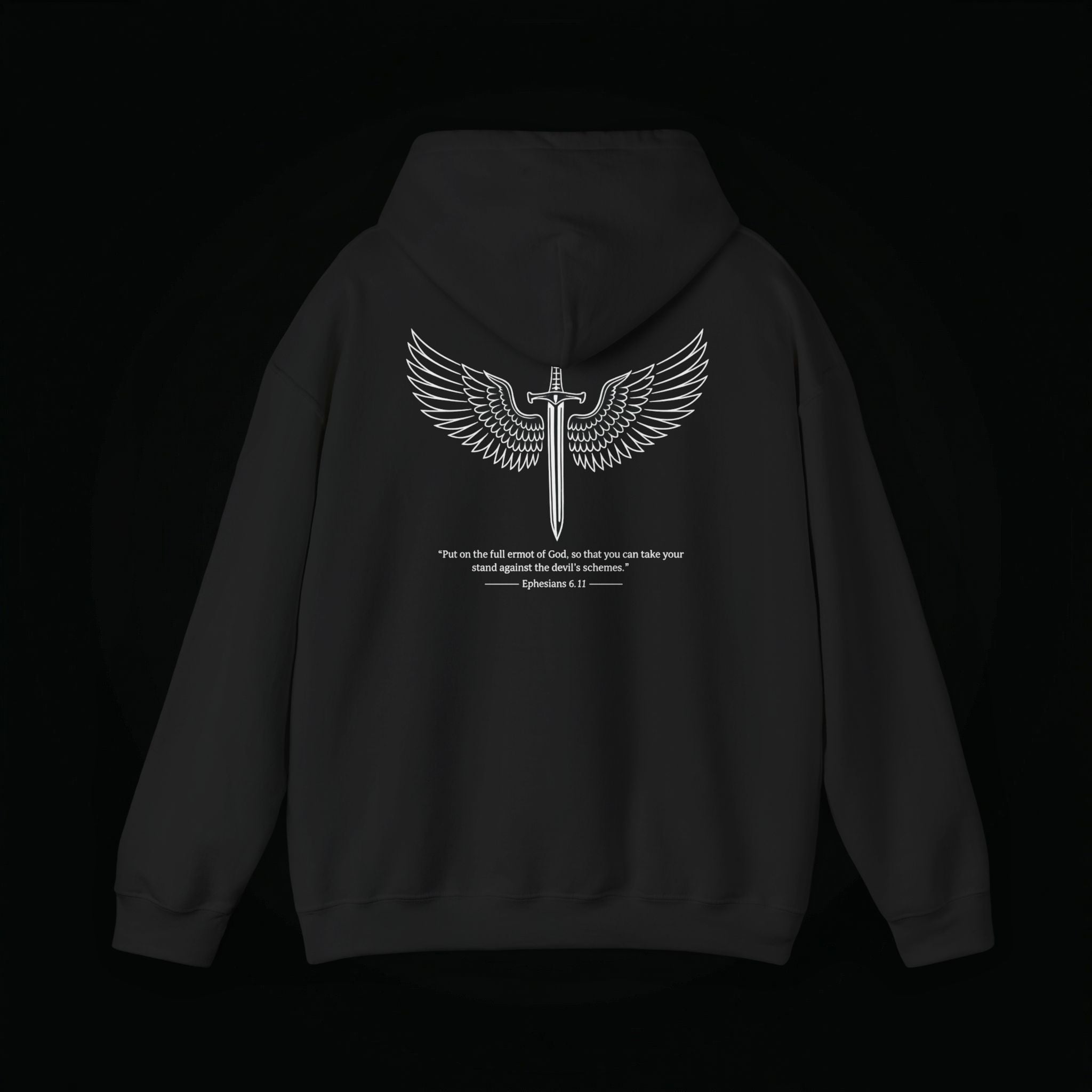 Winged Cross Hoodie — Inspirational Christian Cross Hoodie with Angel Wings & Scripture Quote