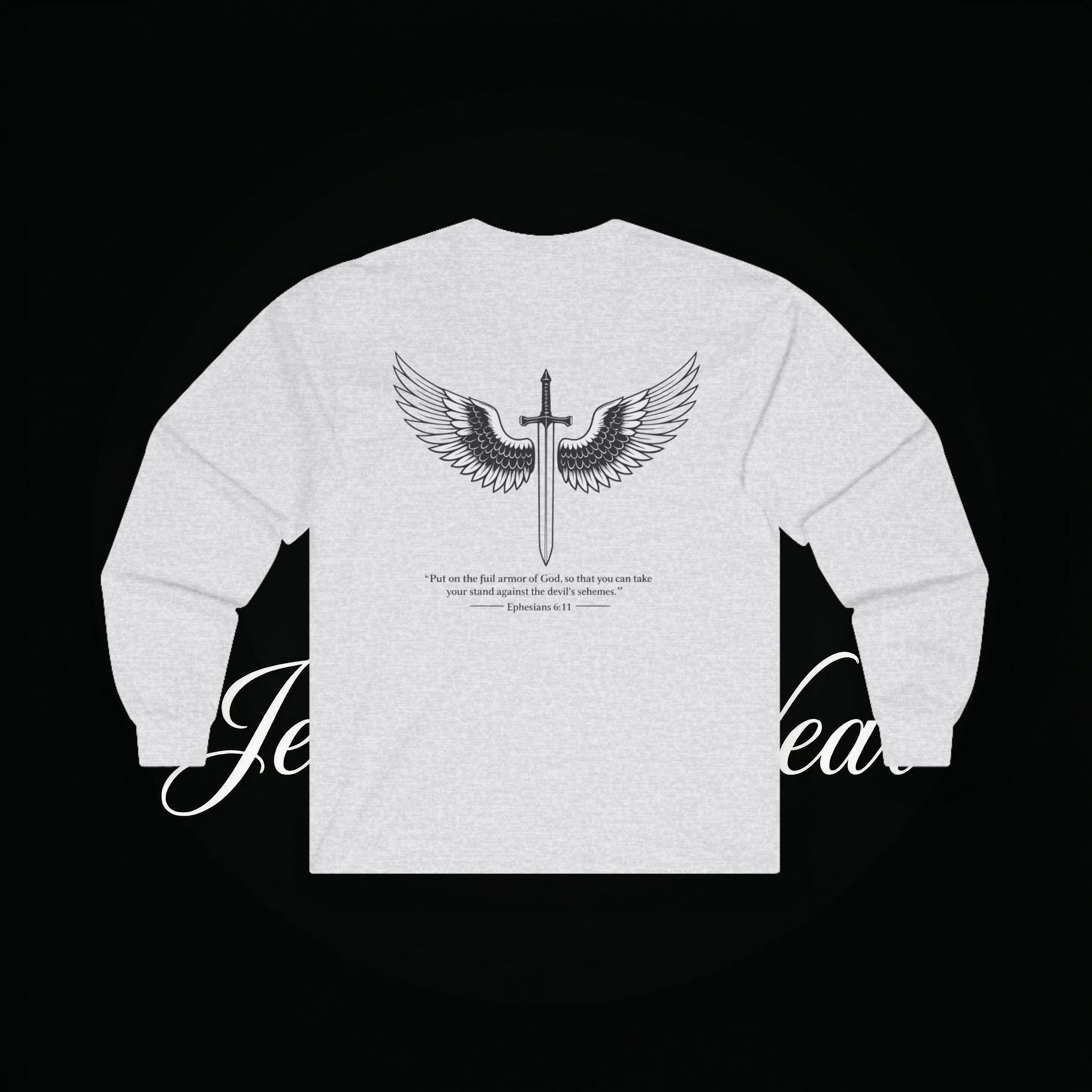 Angel Wings Sword Long Sleeve Tee — "You are the first..." Inspirational Graphic Shirt