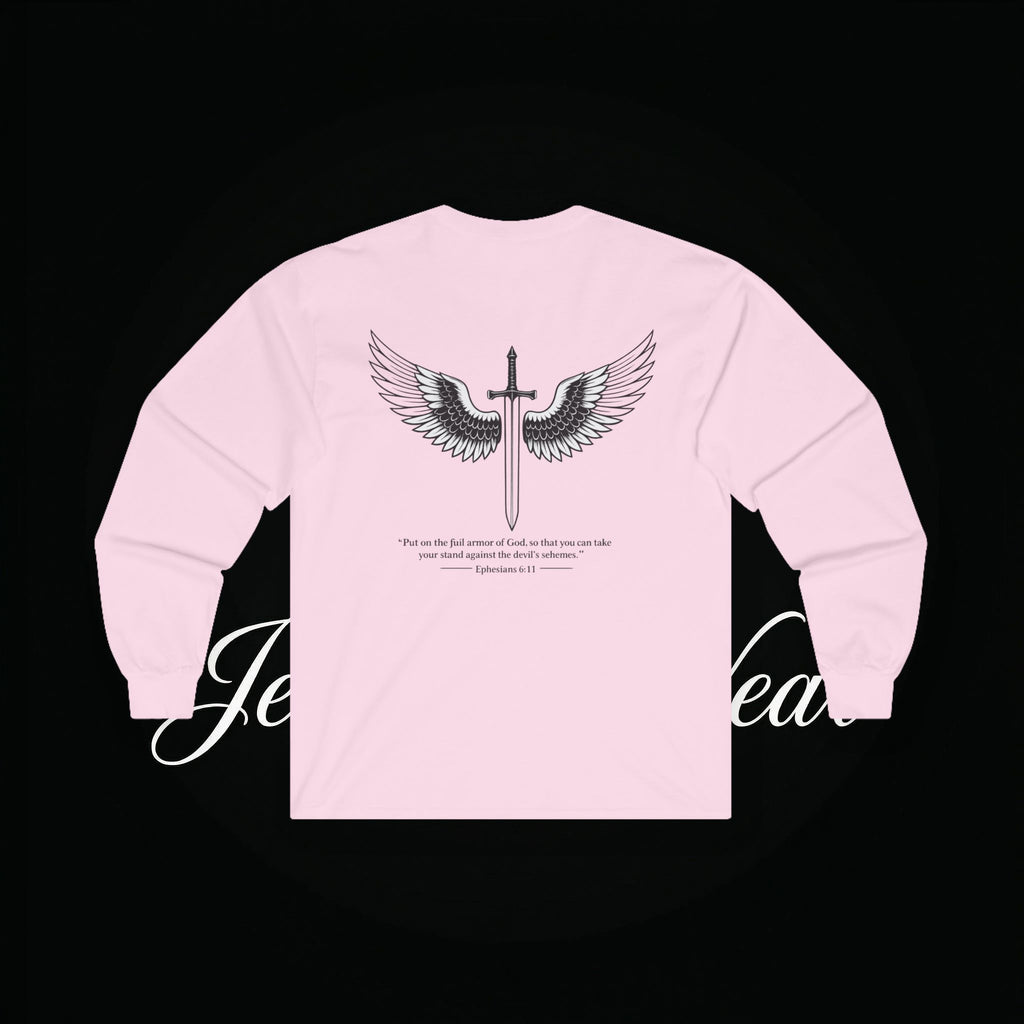 Angel Wings Sword Long Sleeve Tee — "You are the first..." Inspirational Graphic Shirt