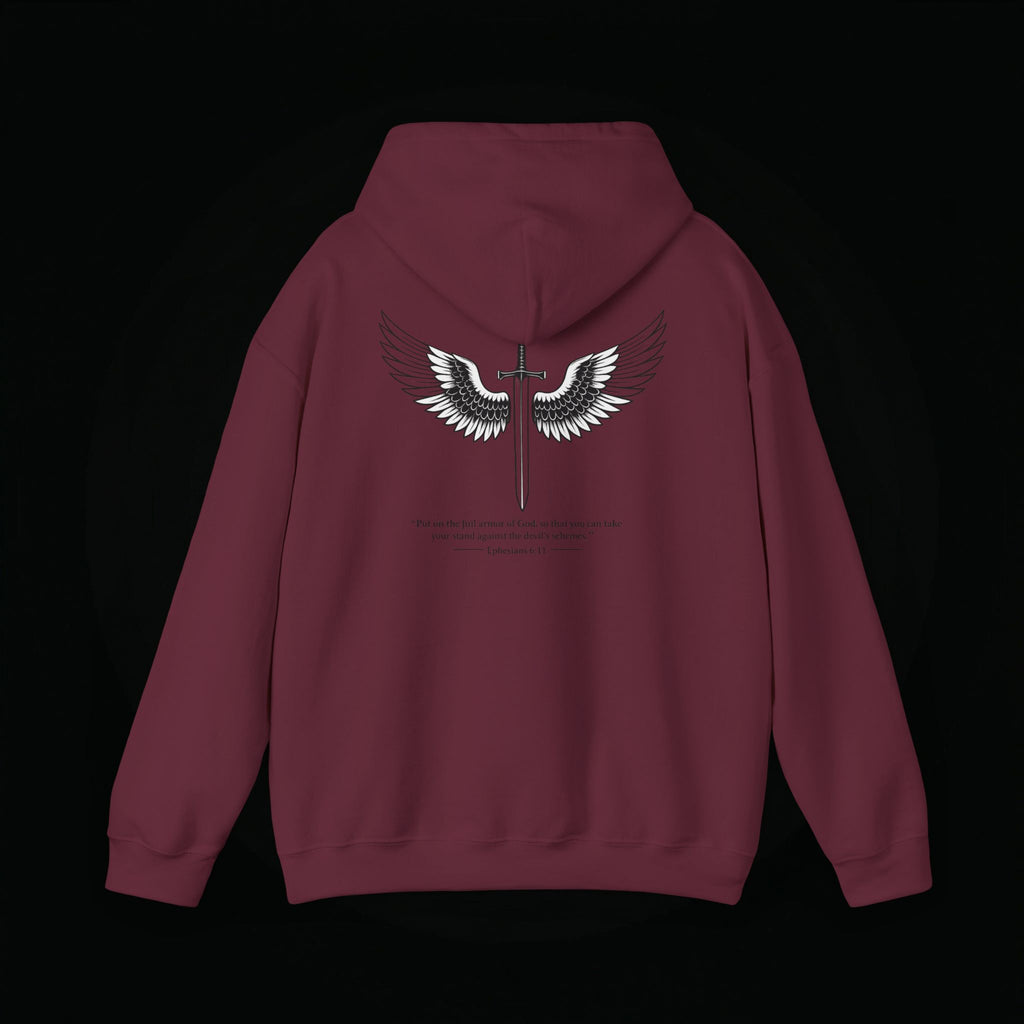 Winged Cross Hoodie — Inspirational Christian Cross Hoodie with Angel Wings & Scripture Quote