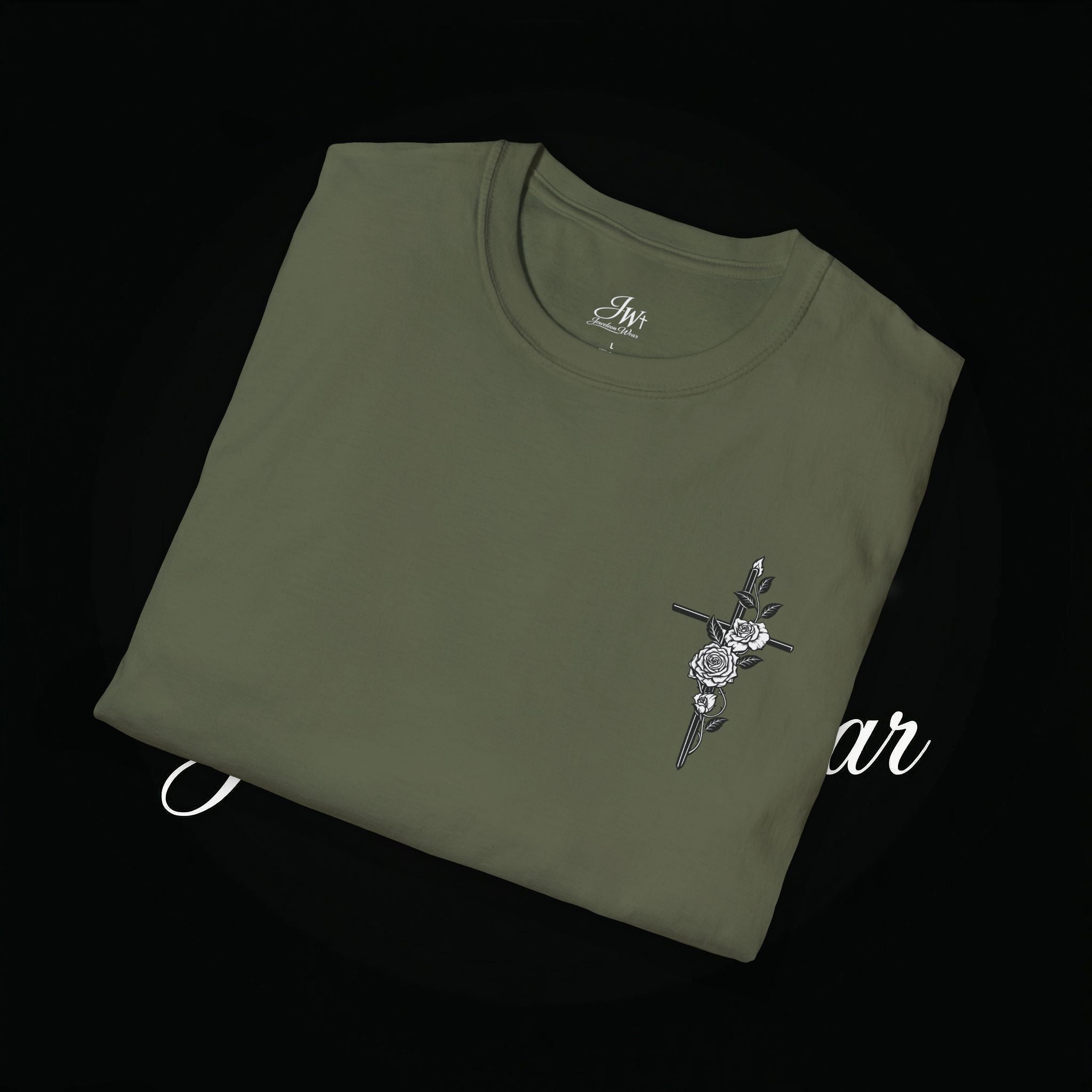 Christian Cross Sword T-Shirt — Winged Sword & Scripture Graphic