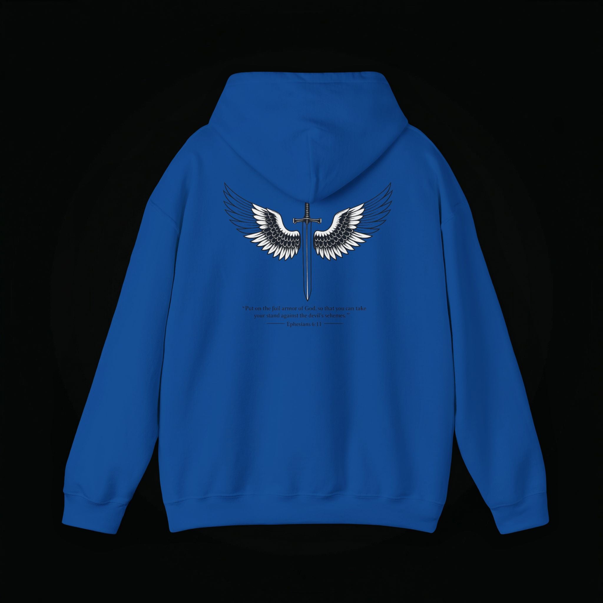 Winged Cross Hoodie — Inspirational Christian Cross Hoodie with Angel Wings & Scripture Quote