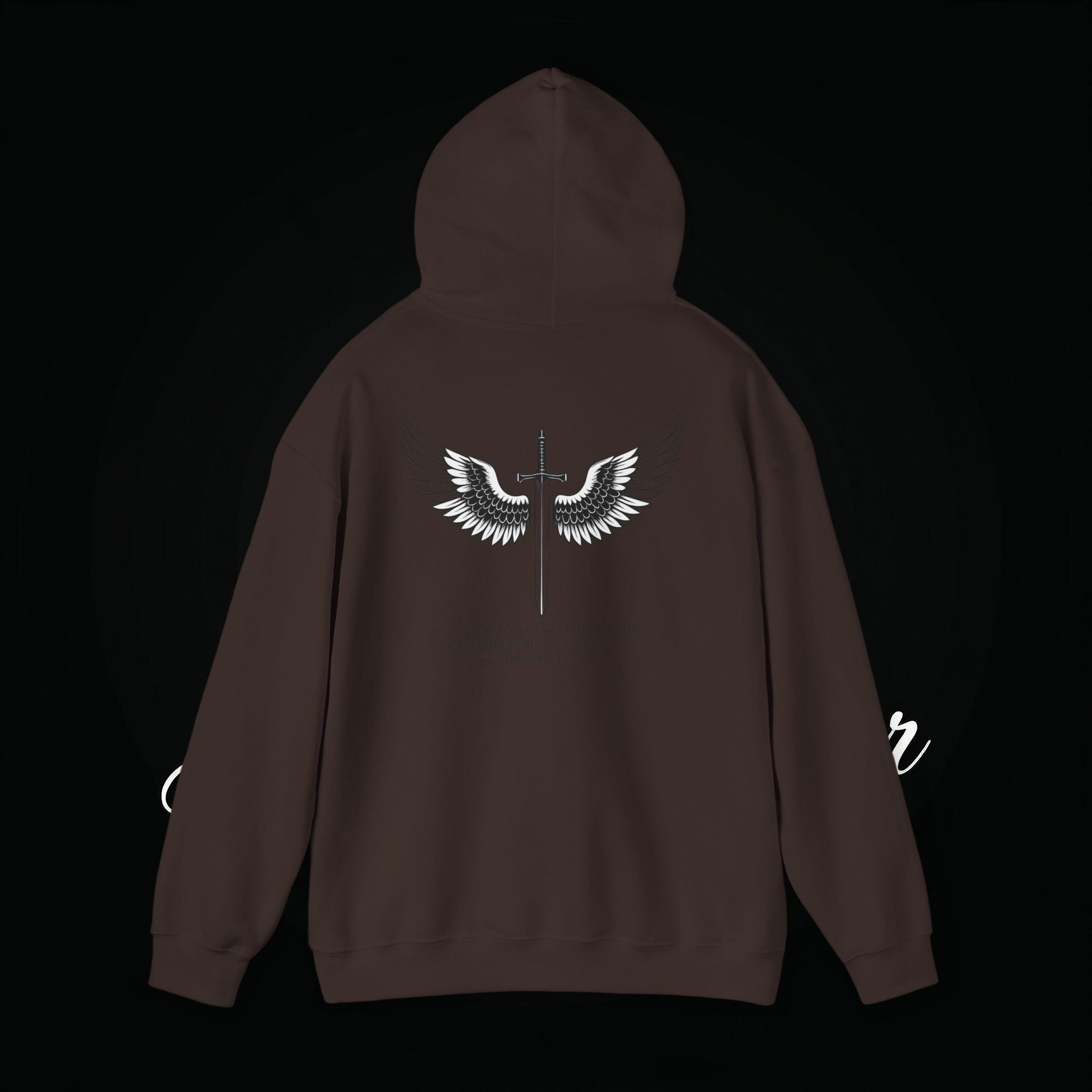 Winged Cross Hoodie — Inspirational Christian Cross Hoodie with Angel Wings & Scripture Quote