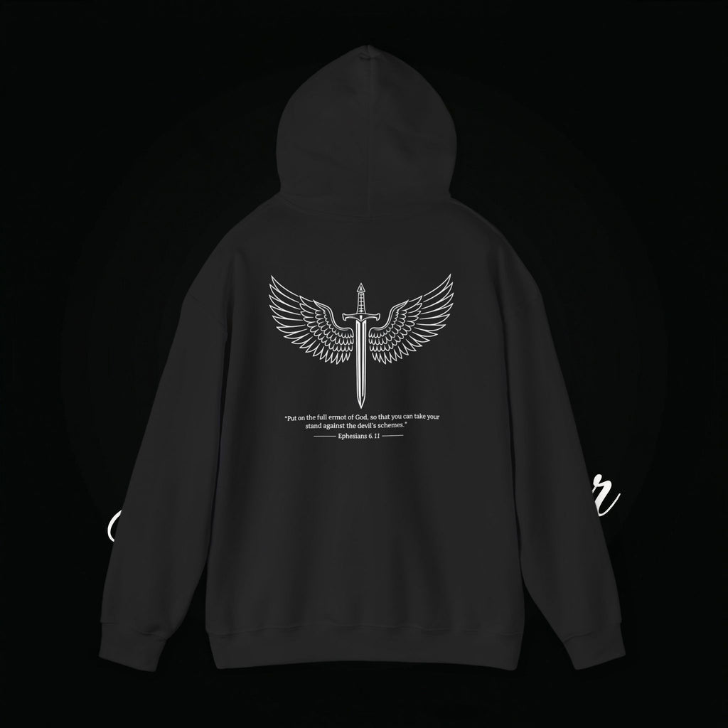 Winged Cross Hoodie — Inspirational Christian Cross Hoodie with Angel Wings & Scripture Quote