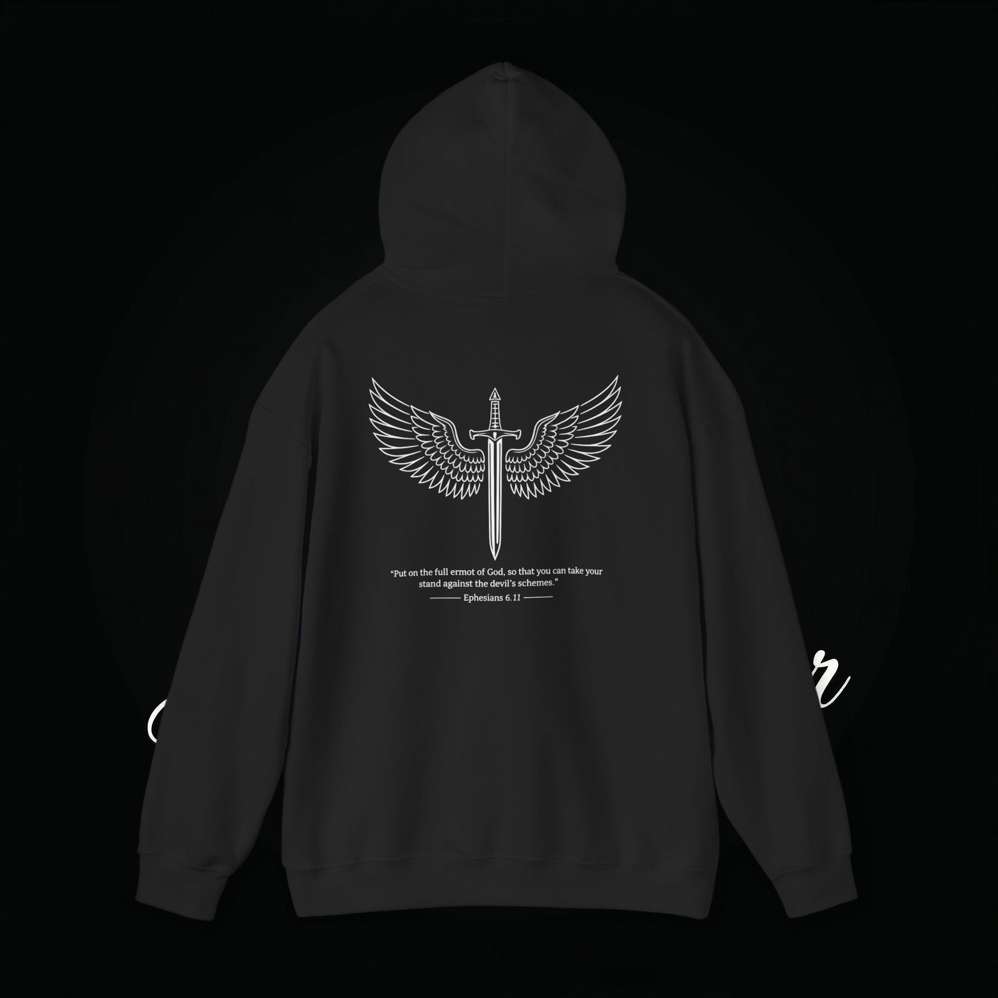 Winged Cross Hoodie — Inspirational Christian Cross Hoodie with Angel Wings & Scripture Quote