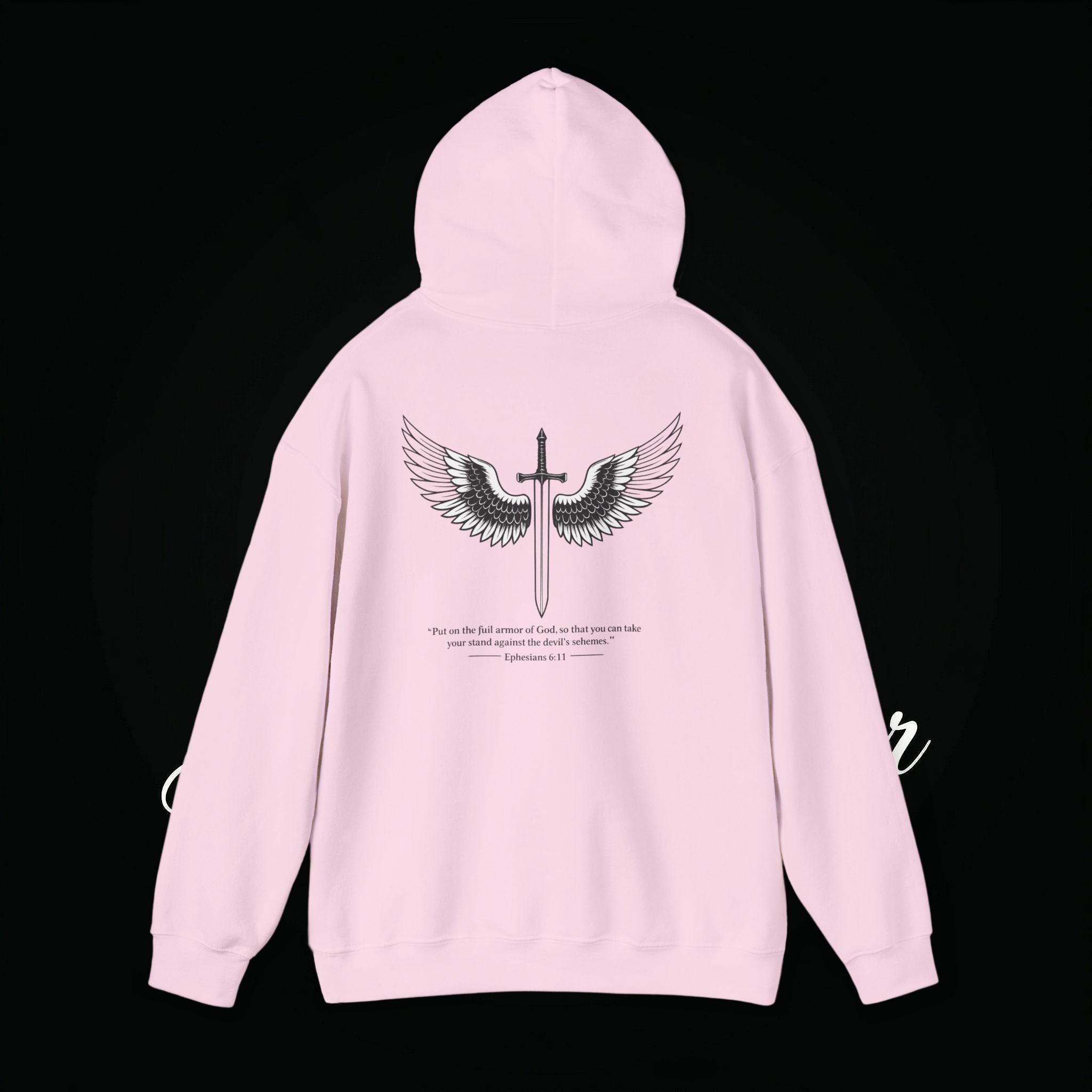 Winged Cross Hoodie — Inspirational Christian Cross Hoodie with Angel Wings & Scripture Quote