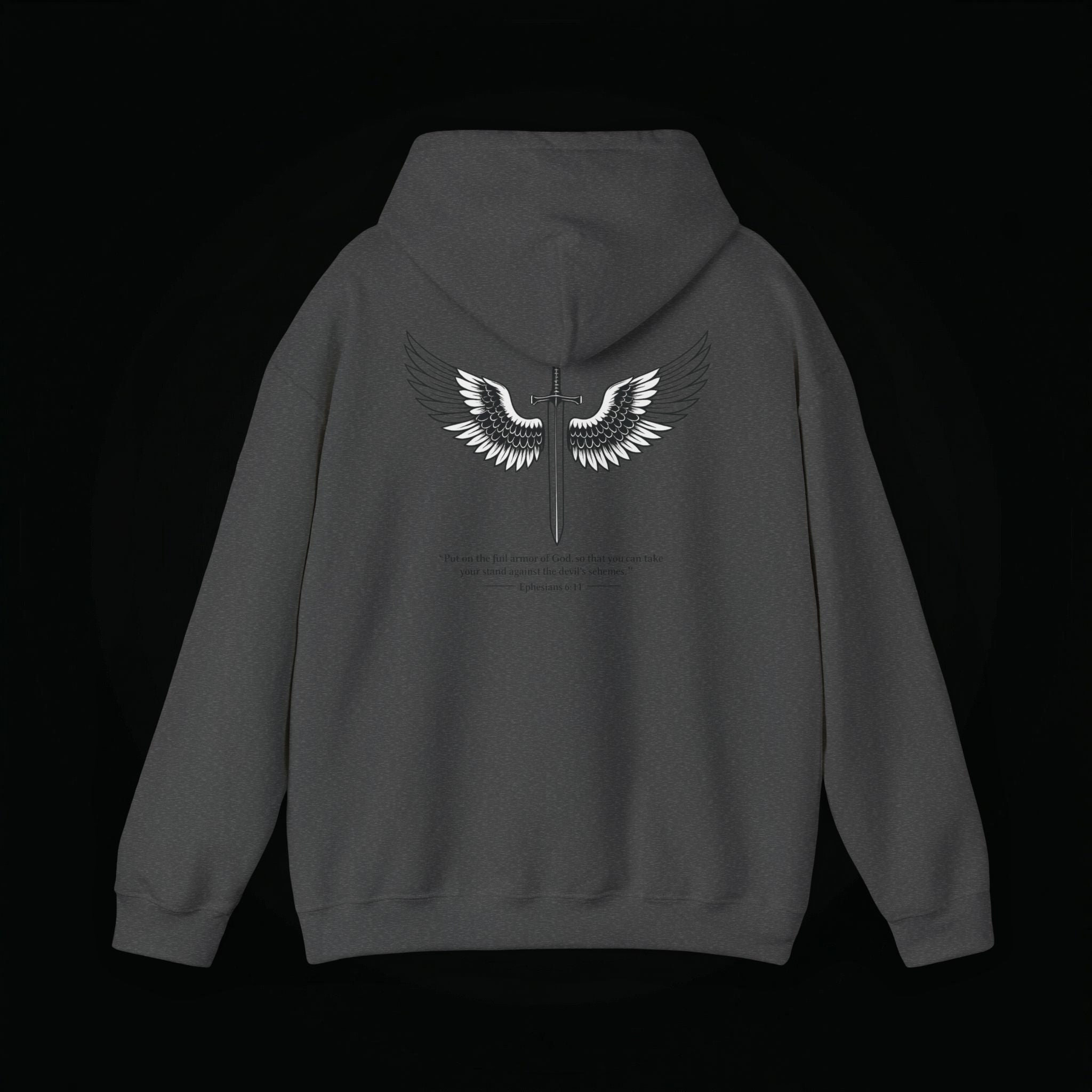 Winged Cross Hoodie — Inspirational Christian Cross Hoodie with Angel Wings & Scripture Quote