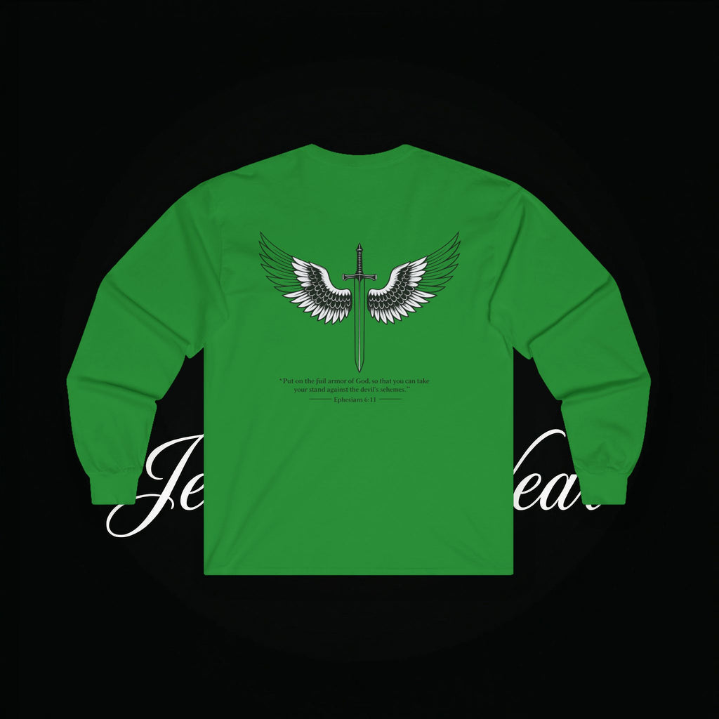 Angel Wings Sword Long Sleeve Tee — "You are the first..." Inspirational Graphic Shirt