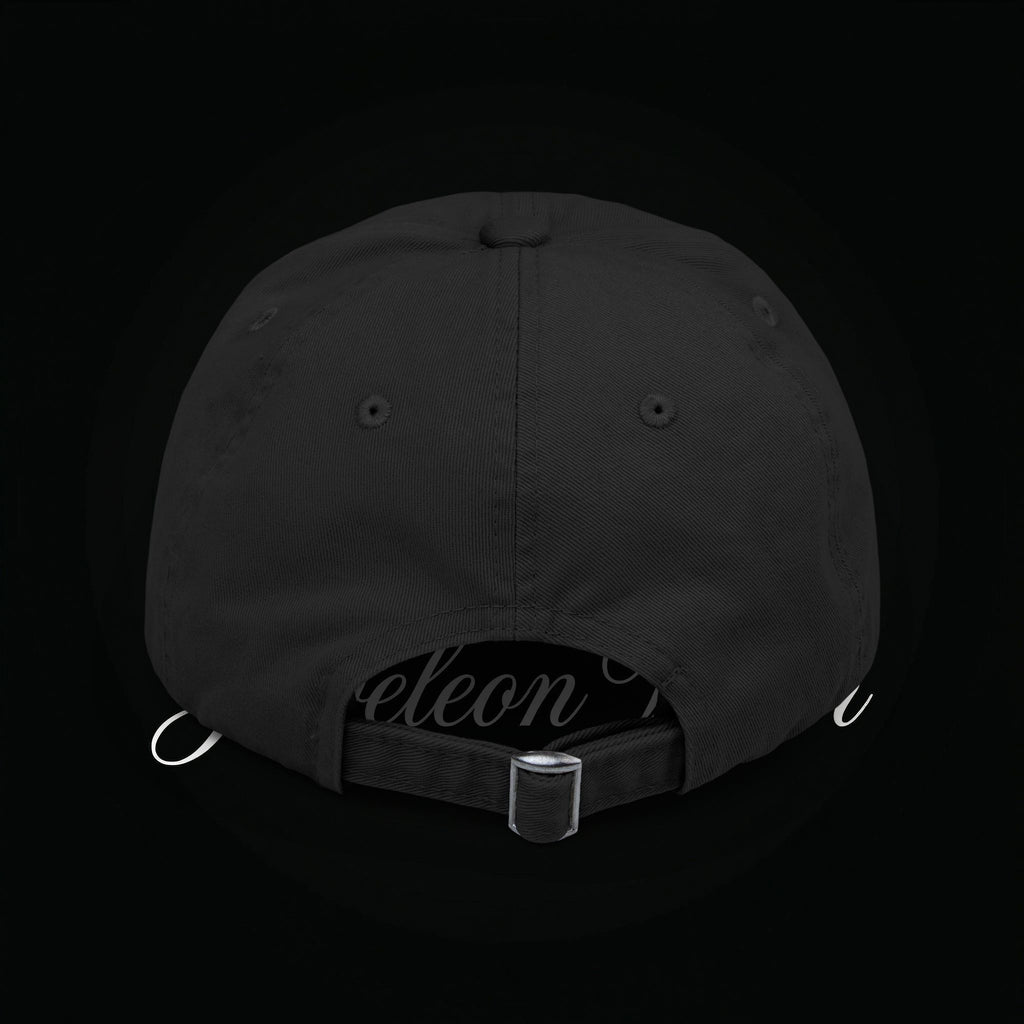 Distressed Black Cap with Rose Cross Embroidery — Gothic Floral Baseball Hat
