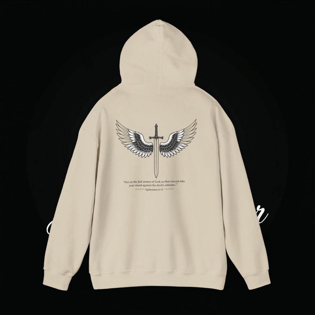Winged Cross Hoodie — Inspirational Christian Cross Hoodie with Angel Wings & Scripture Quote