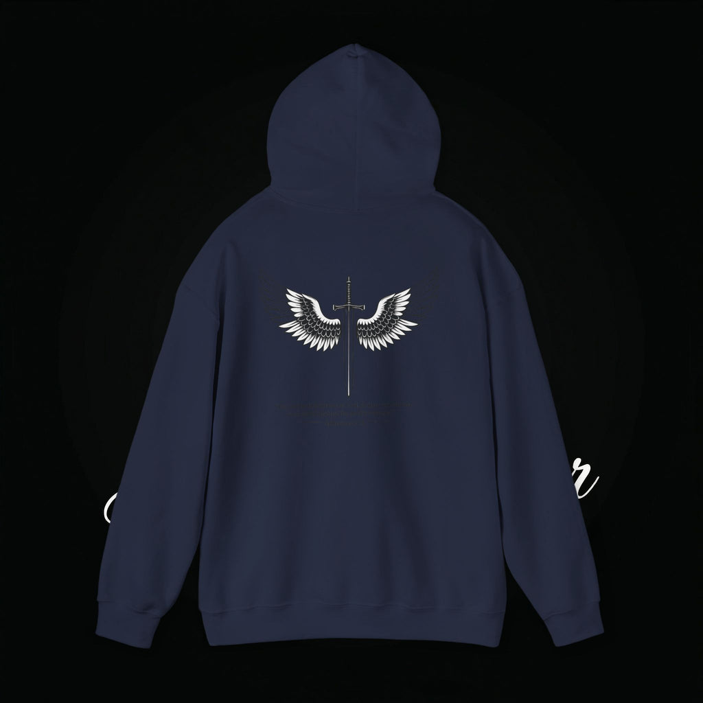 Winged Cross Hoodie — Inspirational Christian Cross Hoodie with Angel Wings & Scripture Quote