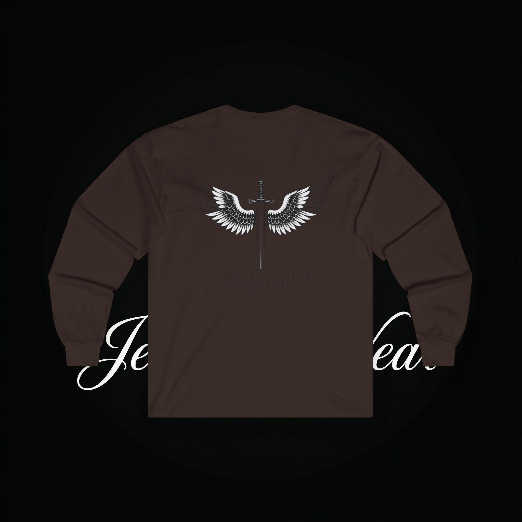 Angel Wings Sword Long Sleeve Tee — "You are the first..." Inspirational Graphic Shirt