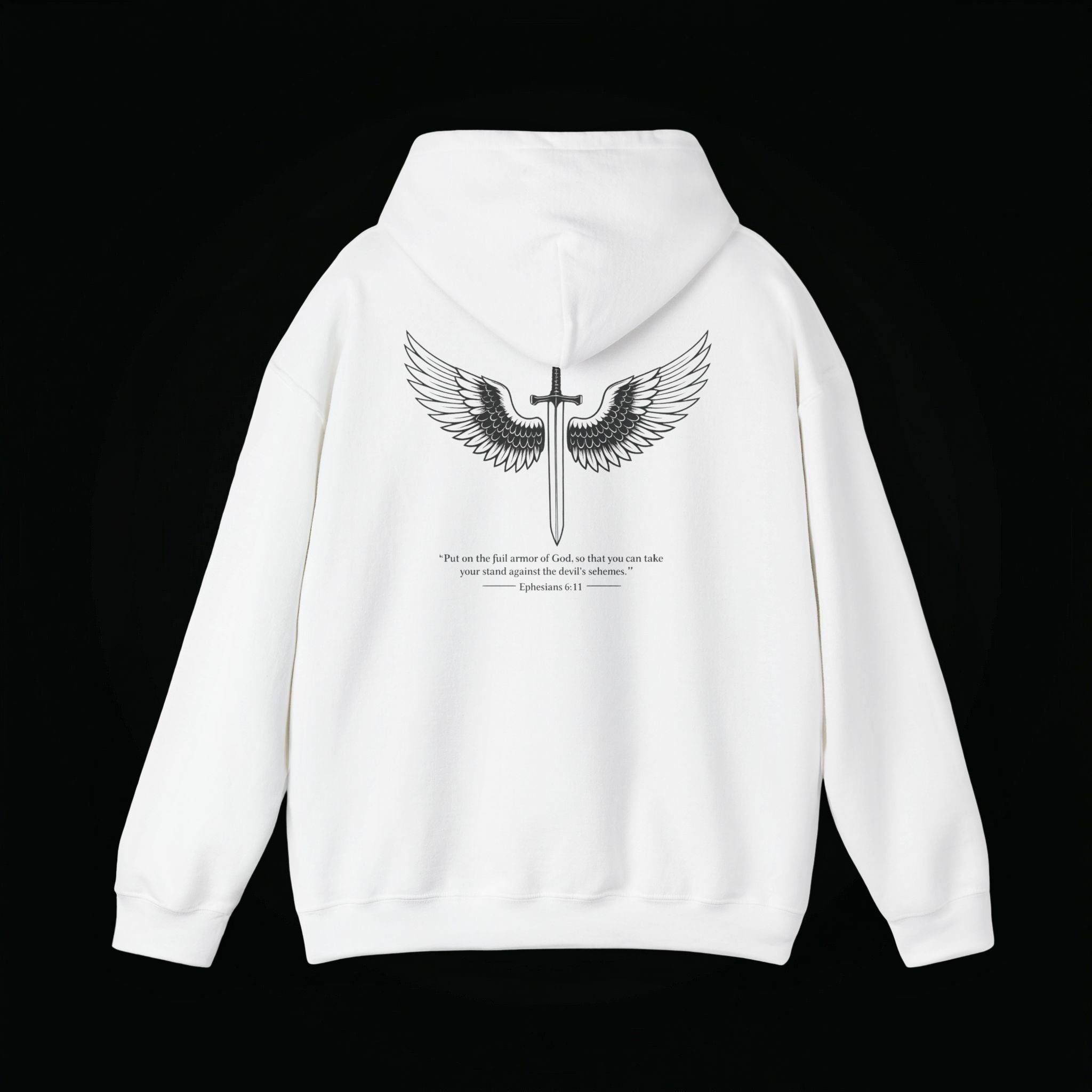 Winged Cross Hoodie — Inspirational Christian Cross Hoodie with Angel Wings & Scripture Quote